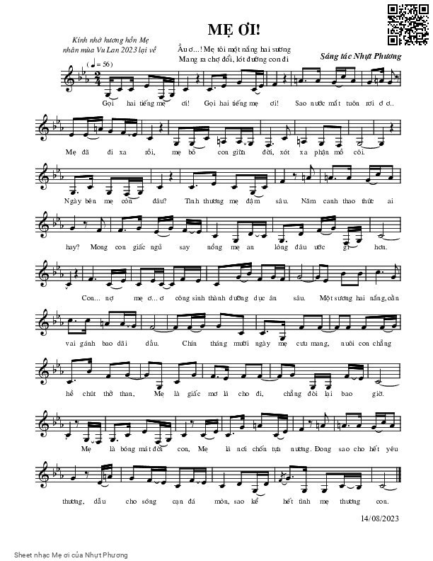 Page 1 of Sheet music PDF Mẹ ơi - Nhựt Phương