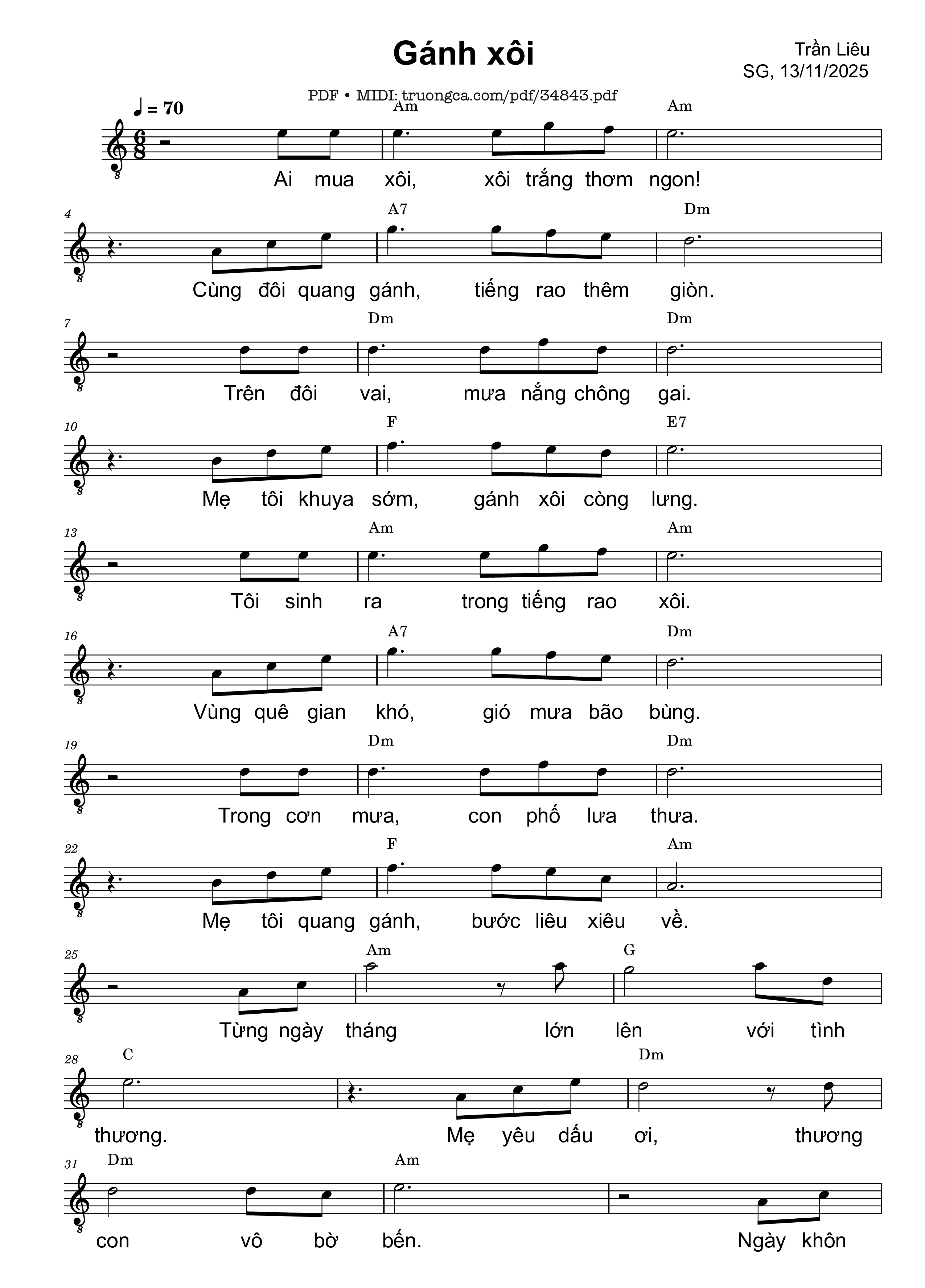 Sheet PDF of Gánh xôi - Trần Liêu