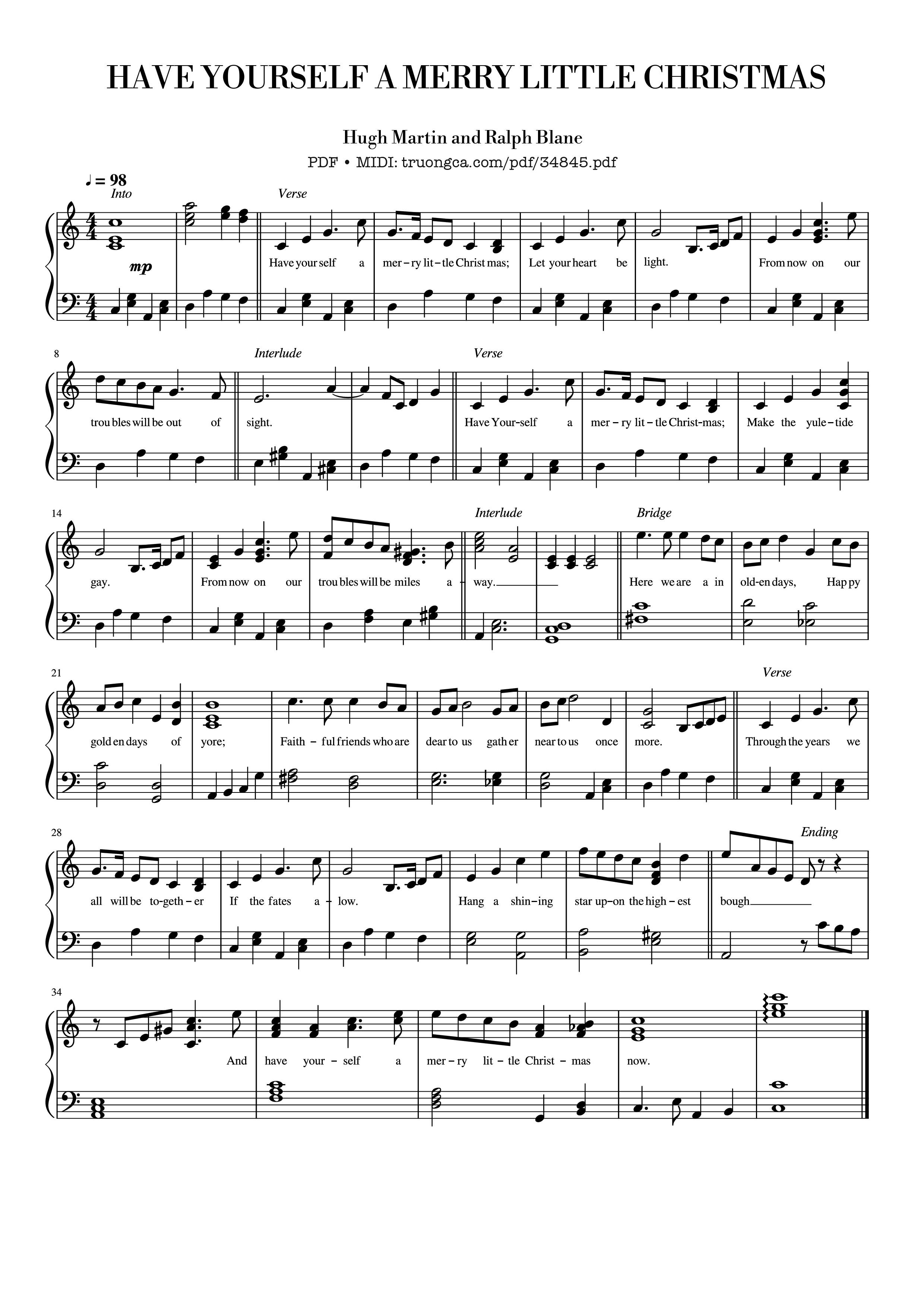 Page 1 of Sheet music PDF Piano Have Yourself A Merry Little Christmas Piano - Hugh Martin and Ralph Blane