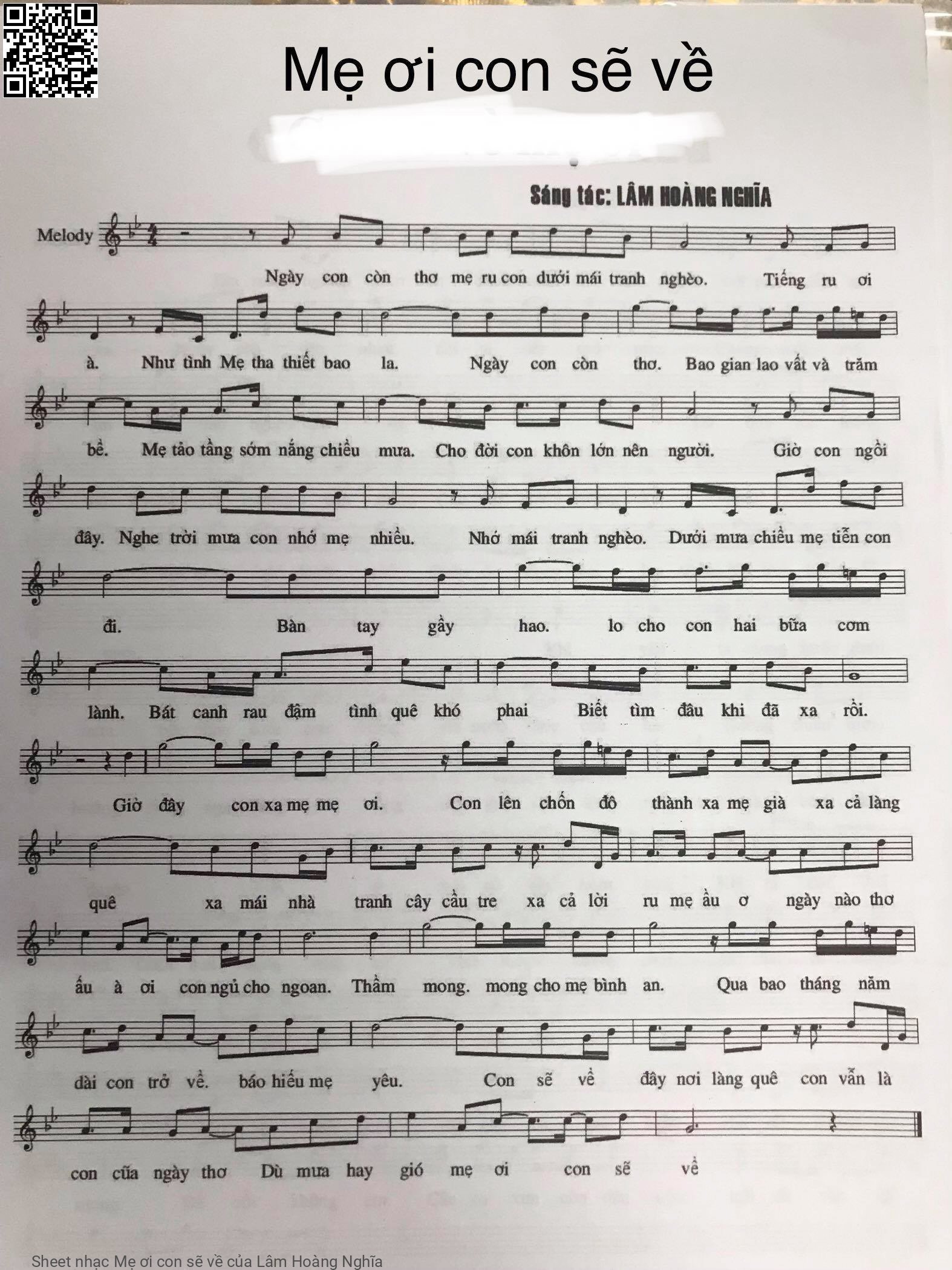 Sheet PDF of Mẹ ơi con sẽ về