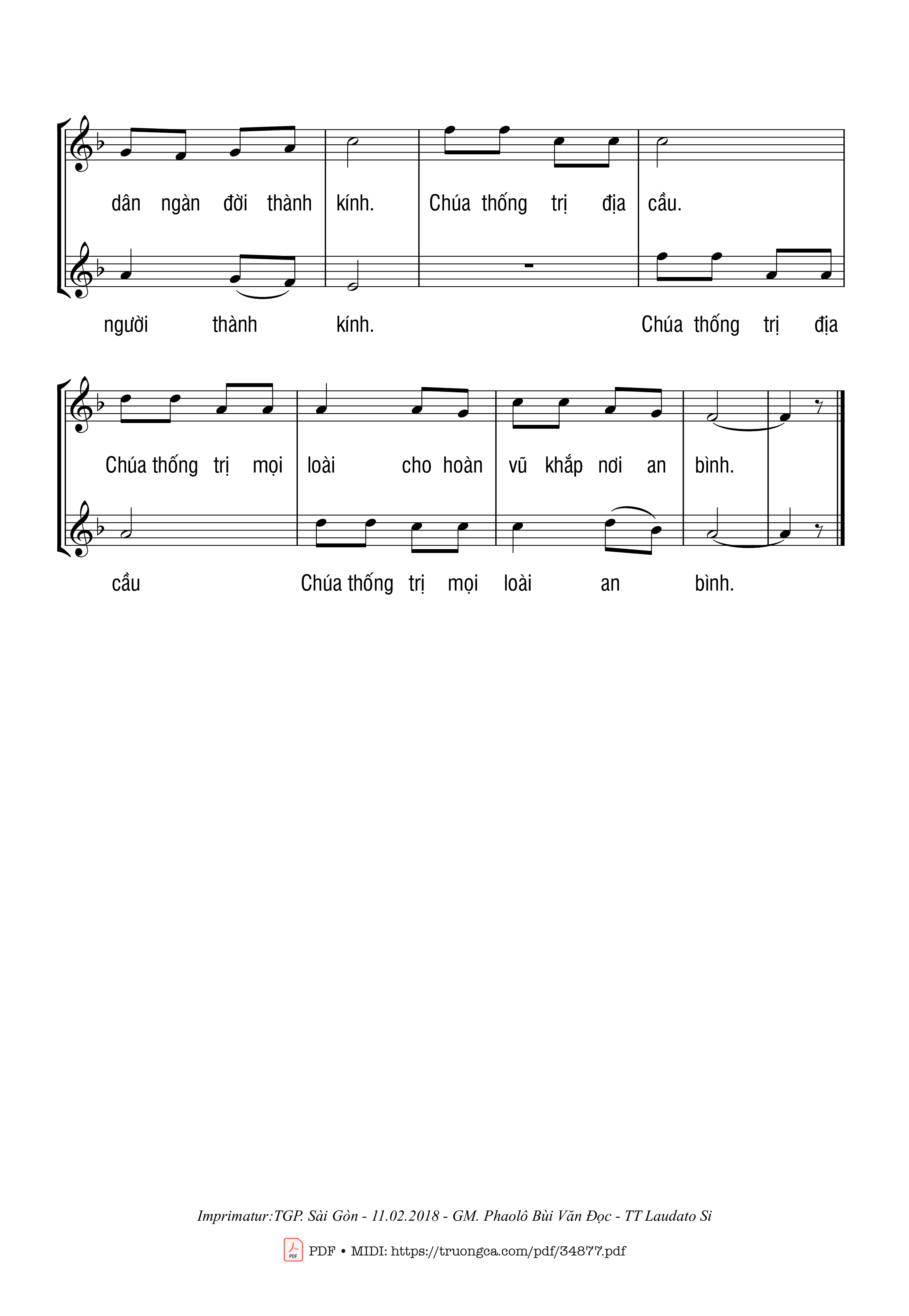 Page 2 of Sheet music PDF Lạy Chúa Là Vua - Duy Thiên