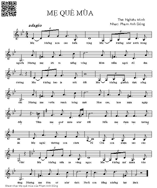 Sheet PDF of Mẹ quê mùa - Phạm Anh Dũng