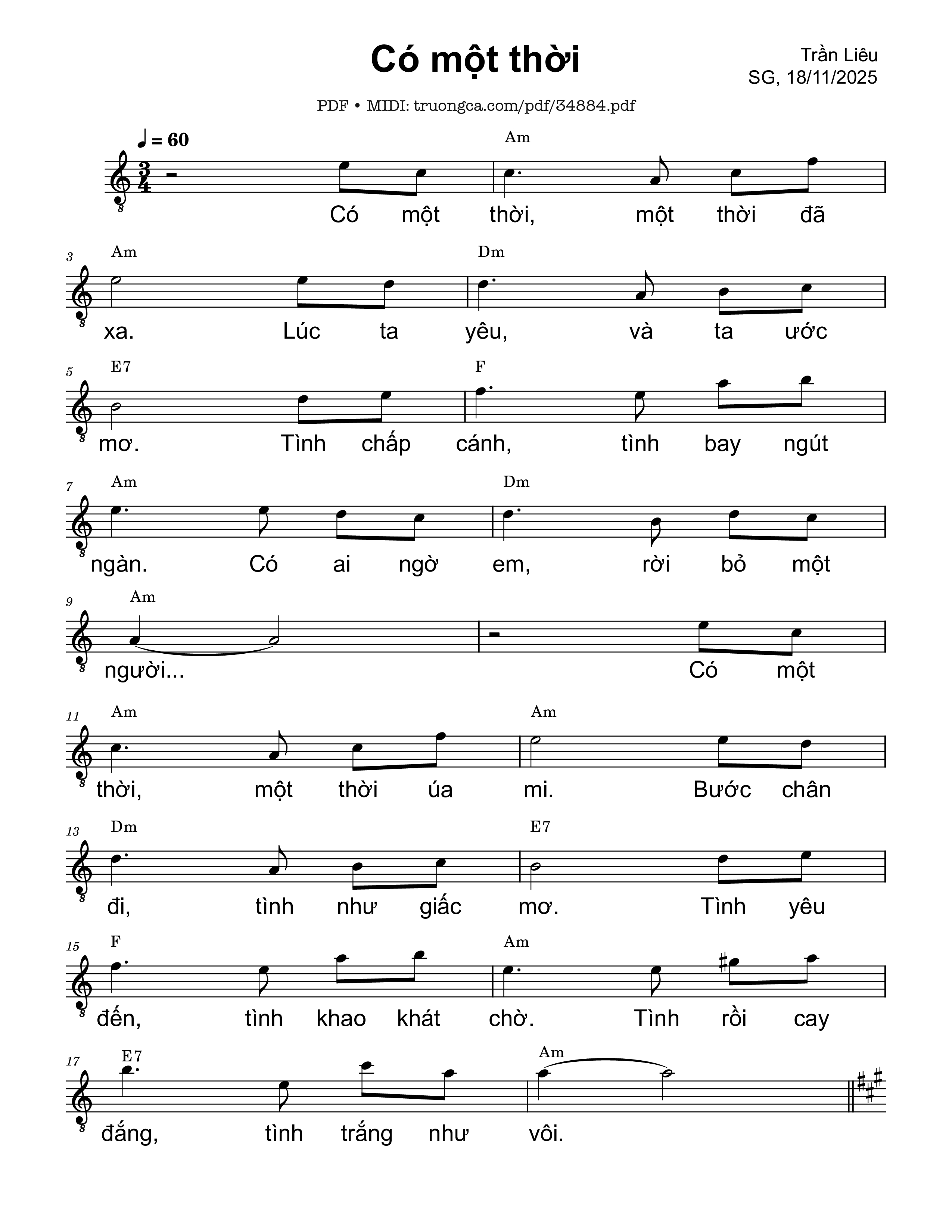 Page 1 of Sheet music PDF Có một thời - Trần Liêu