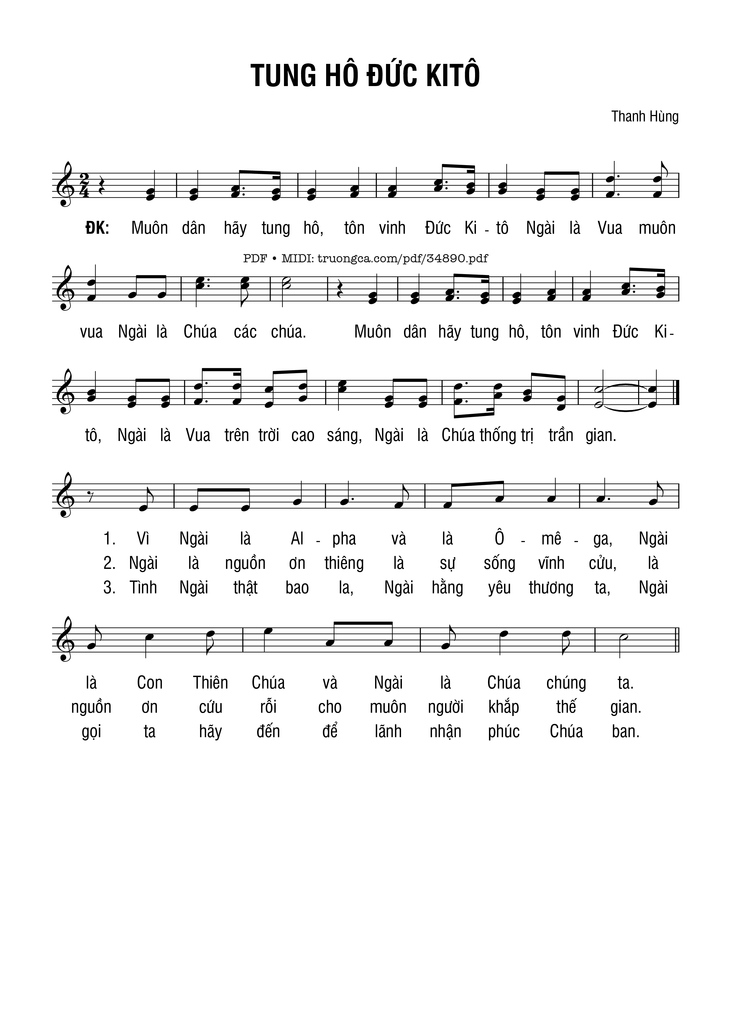 Sheet PDF of Tung Hô Đức Kitô