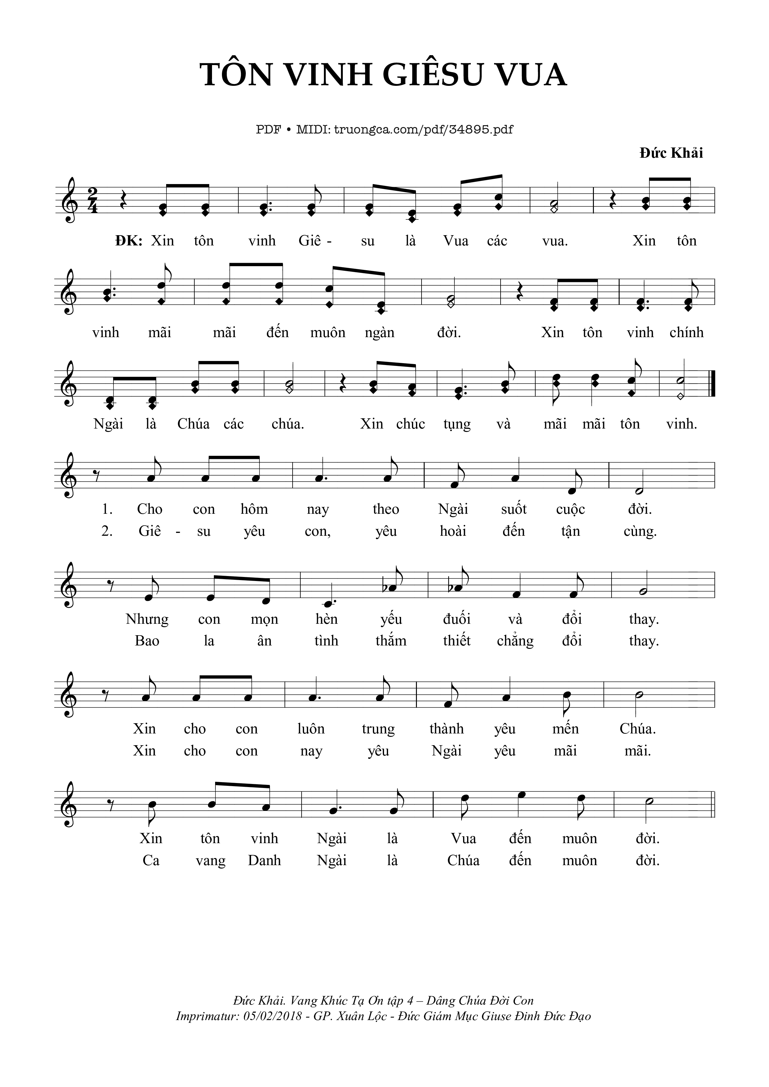 Sheet PDF of Tôn Vinh Giêsu Vua