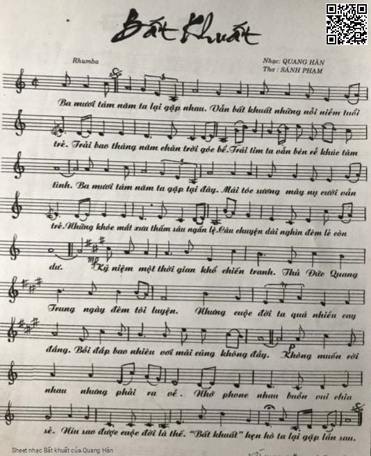 Sheet PDF of Bất khuất - Quang Hân