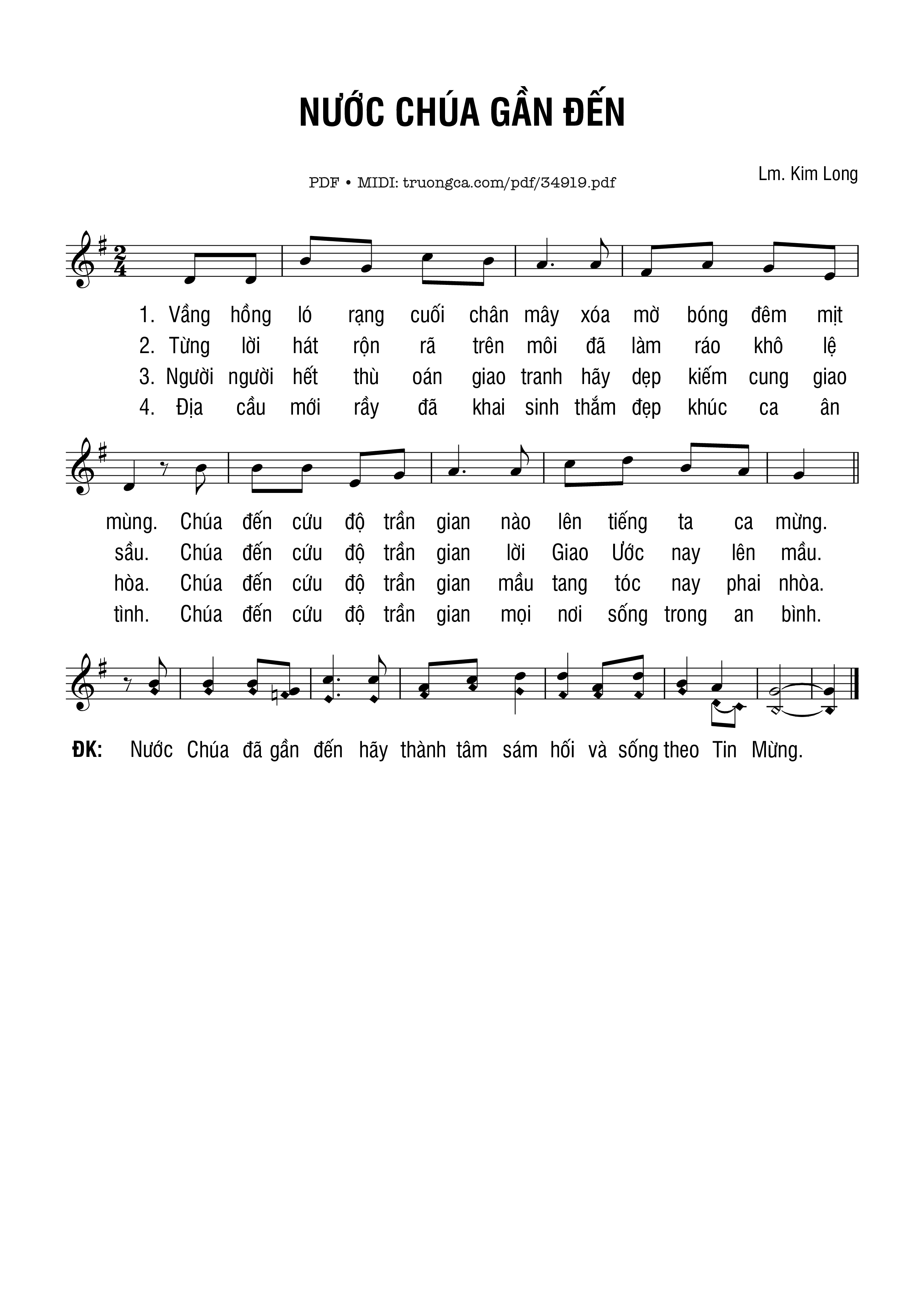 Sheet PDF of Nước Chúa Gần Đến