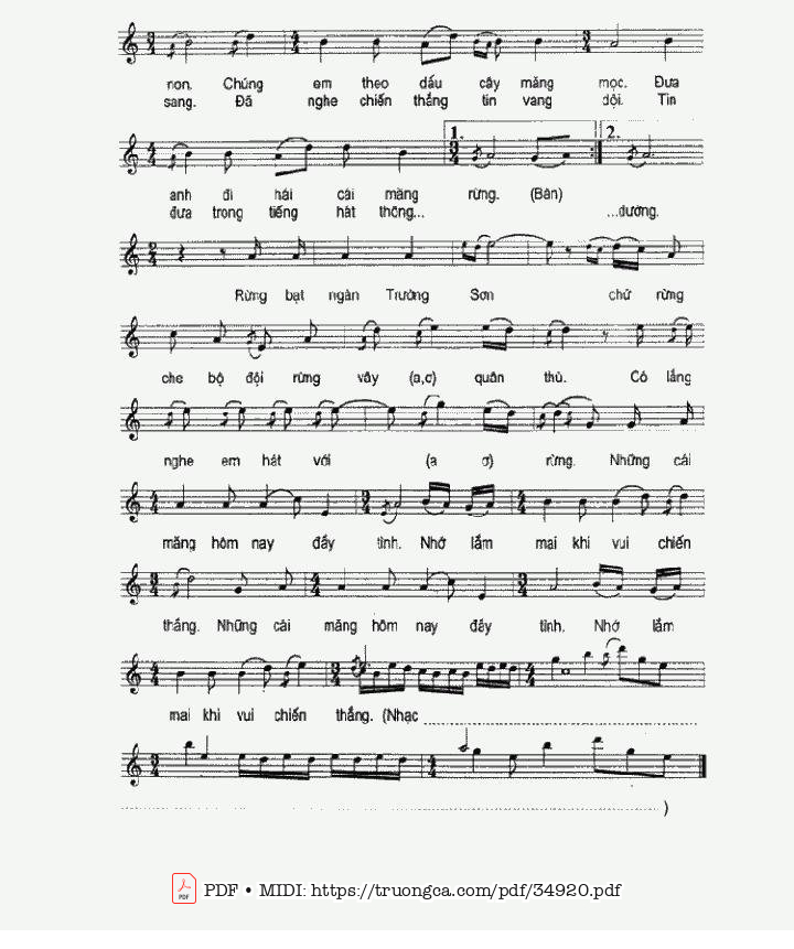 Page 2 of Sheet music PDF Đưa Anh Đi Hái Măng Rừng - Hoàng Tạo
