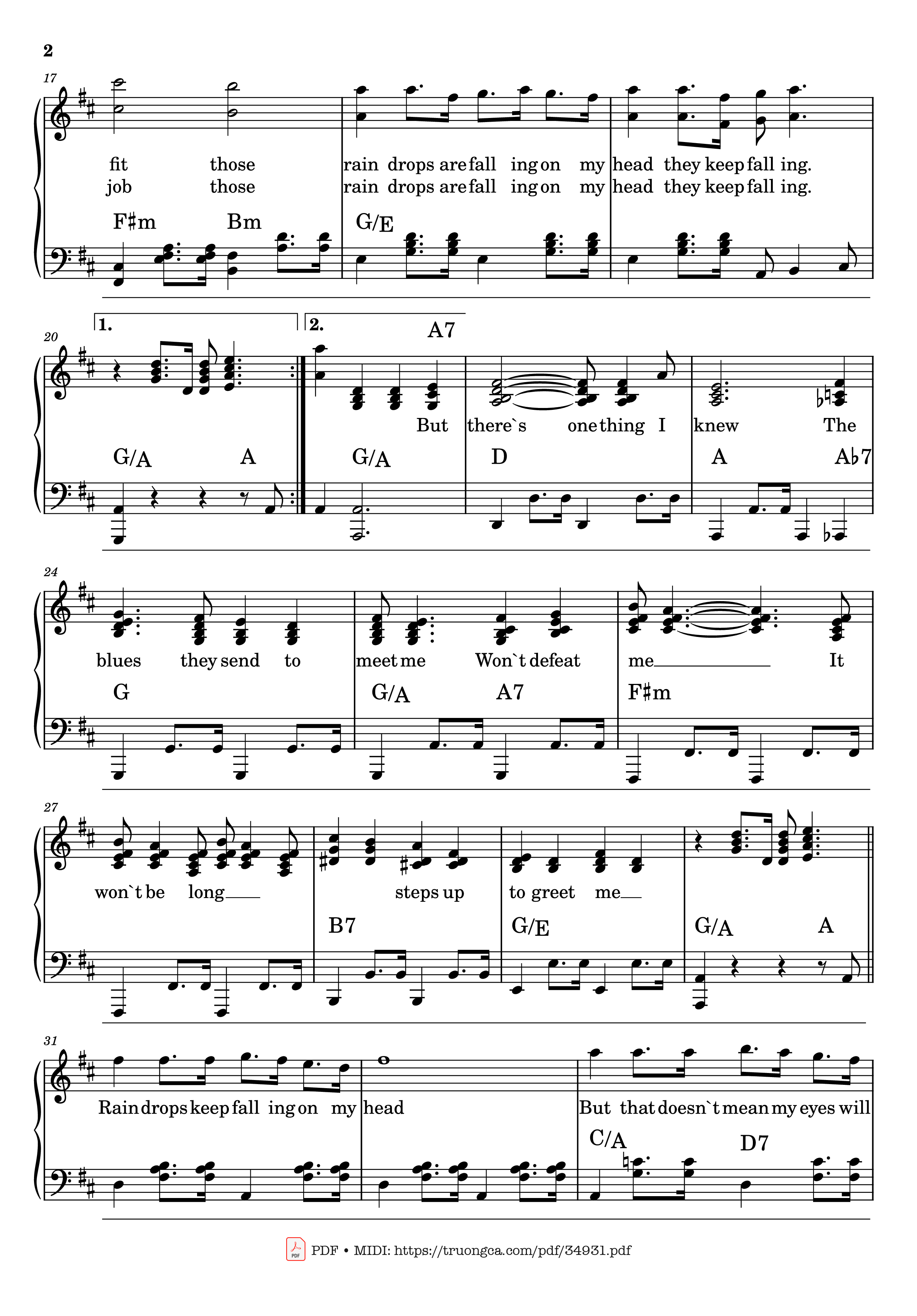 Page 2 of Sheet music PDF Raindrops keep falling on my head Piano - Burt Bacharach
