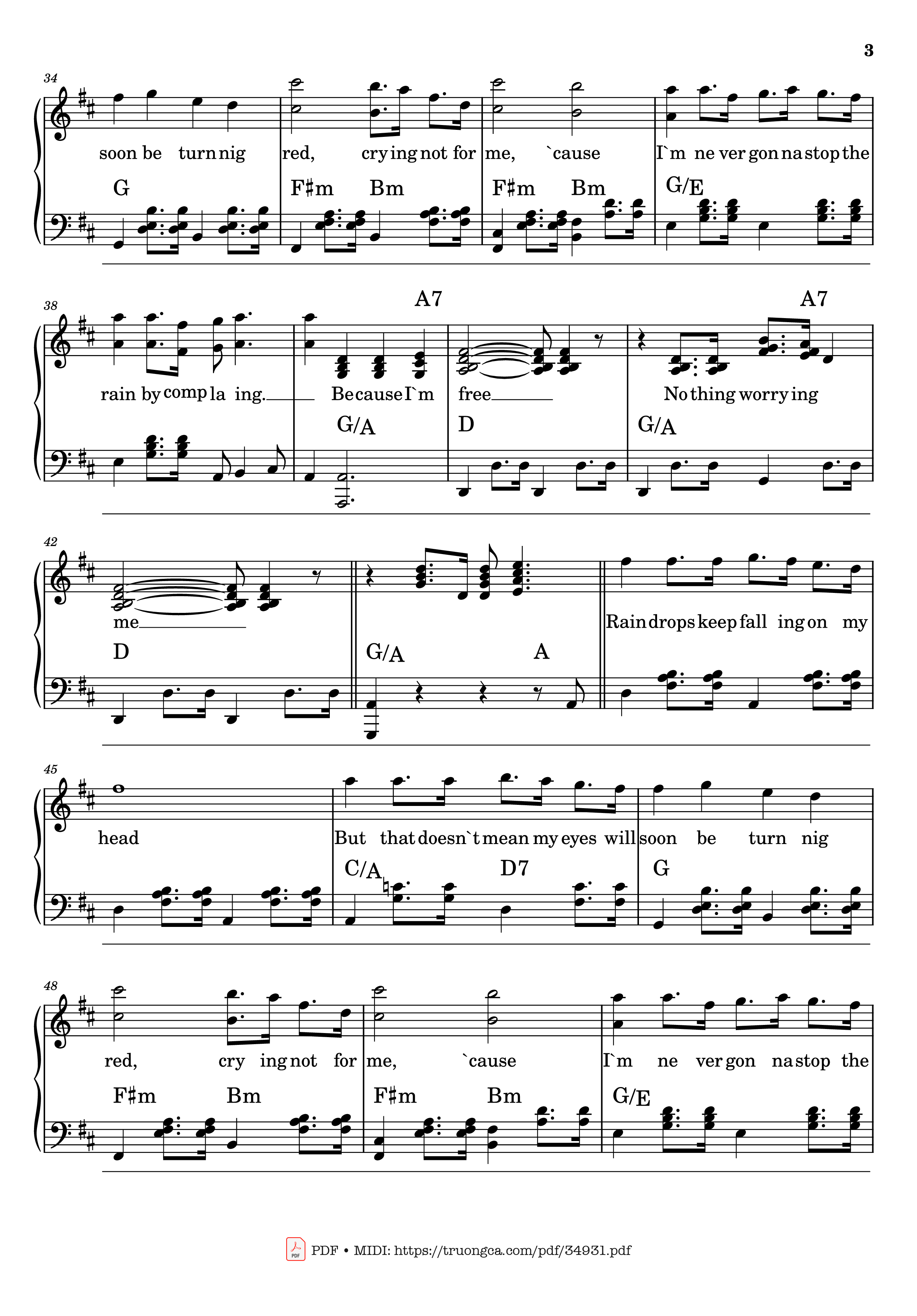 Page 3 of Sheet music PDF Raindrops keep falling on my head Piano - Burt Bacharach