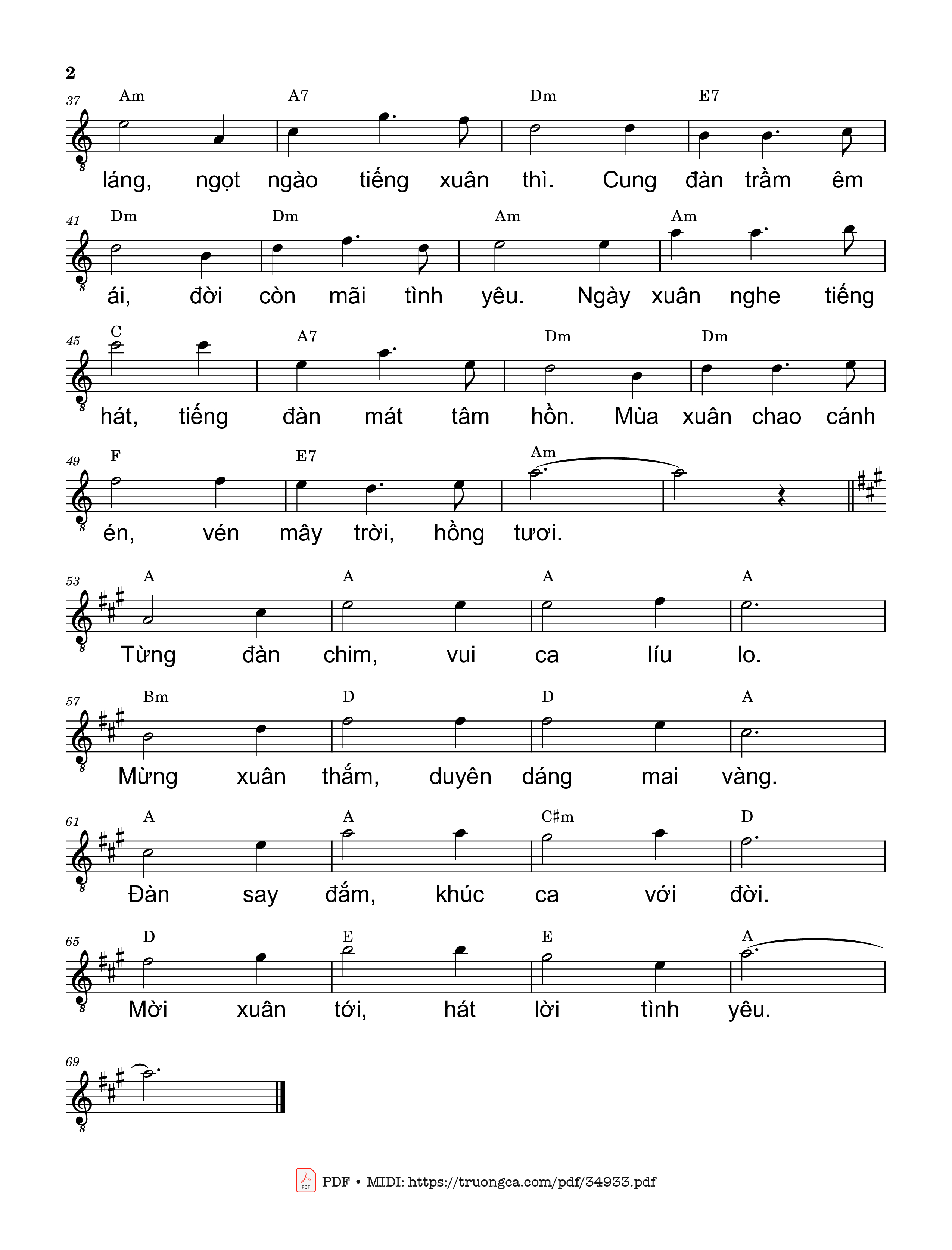 Page 2 of Sheet music PDF Cung đàn mùa Xuân - Trần Liêu