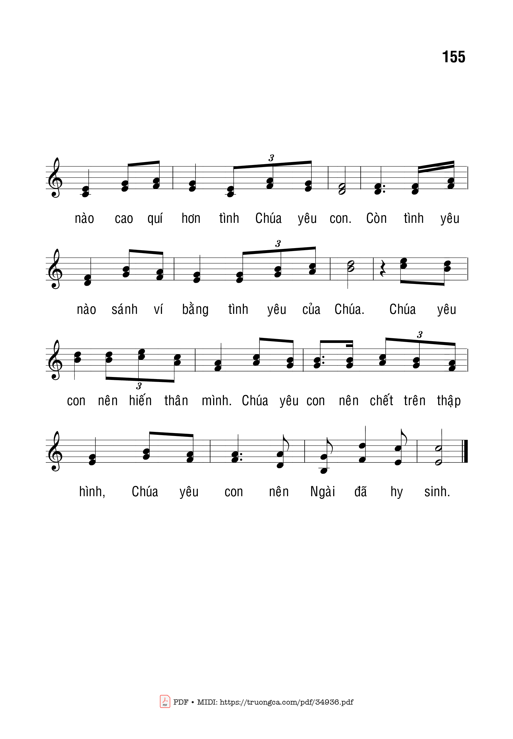 Page 2 of Sheet music PDF Chúa Yêu Con - Bạch Vân