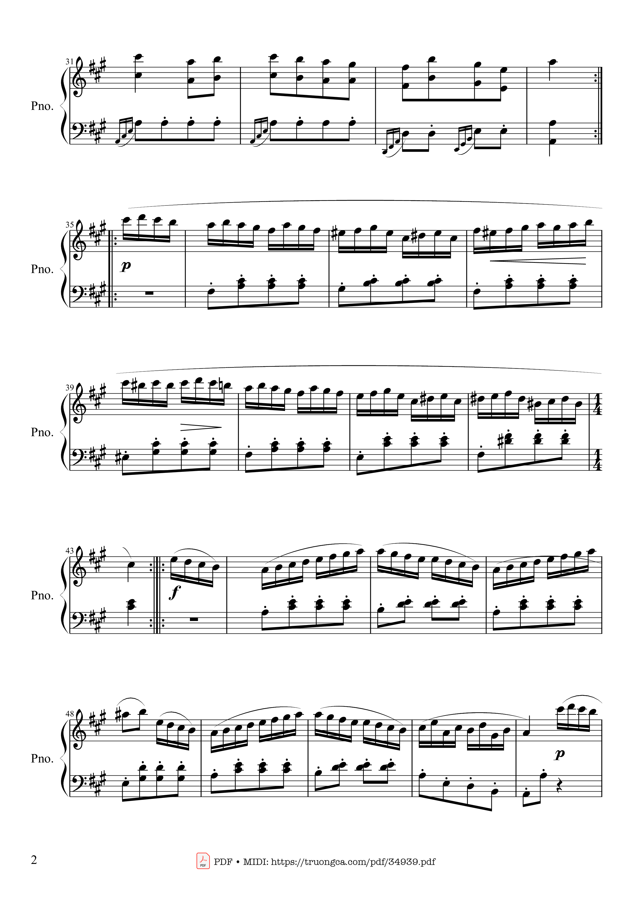 Page 2 of Sheet music PDF Piano Rondo Alla Turca (Turkish March) Piano - Wolfgang Amadeus Mozart