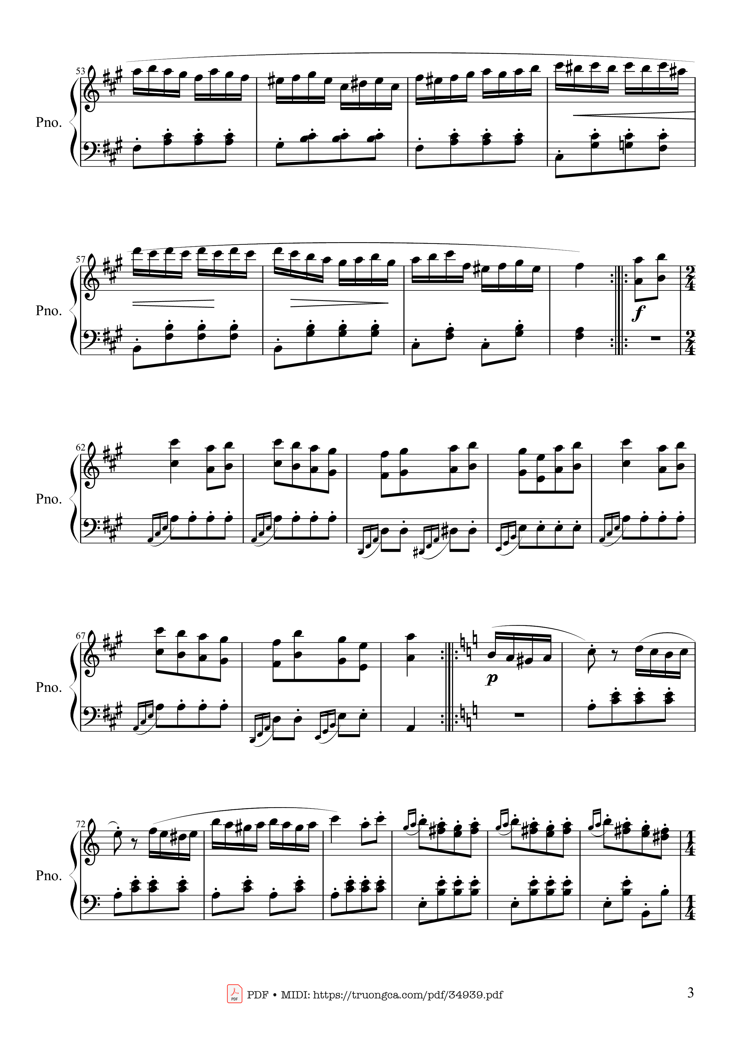 Page 3 of Sheet music PDF Piano Rondo Alla Turca (Turkish March) Piano - Wolfgang Amadeus Mozart