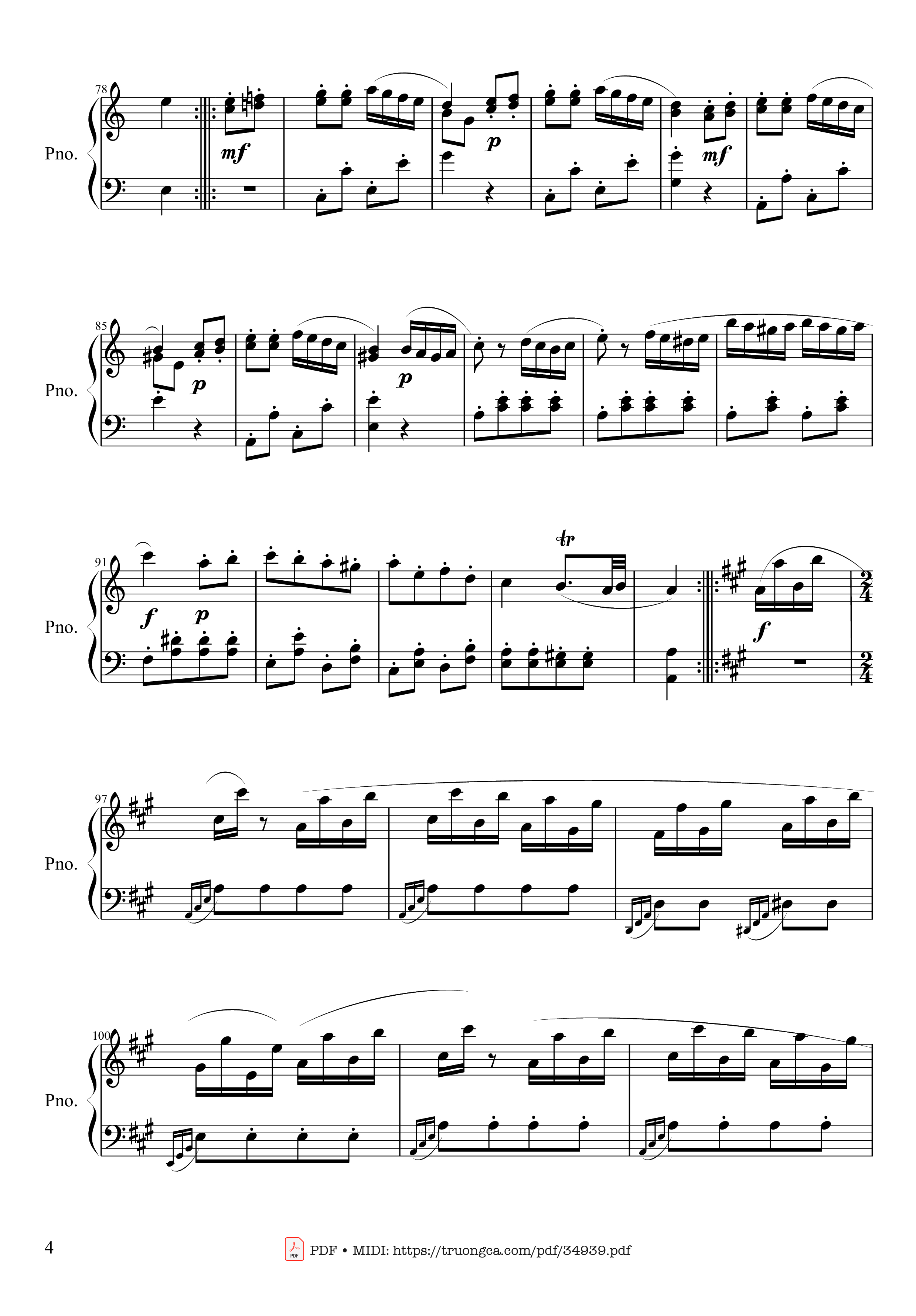 Page 4 of Sheet music PDF Piano Rondo Alla Turca (Turkish March) Piano - Wolfgang Amadeus Mozart