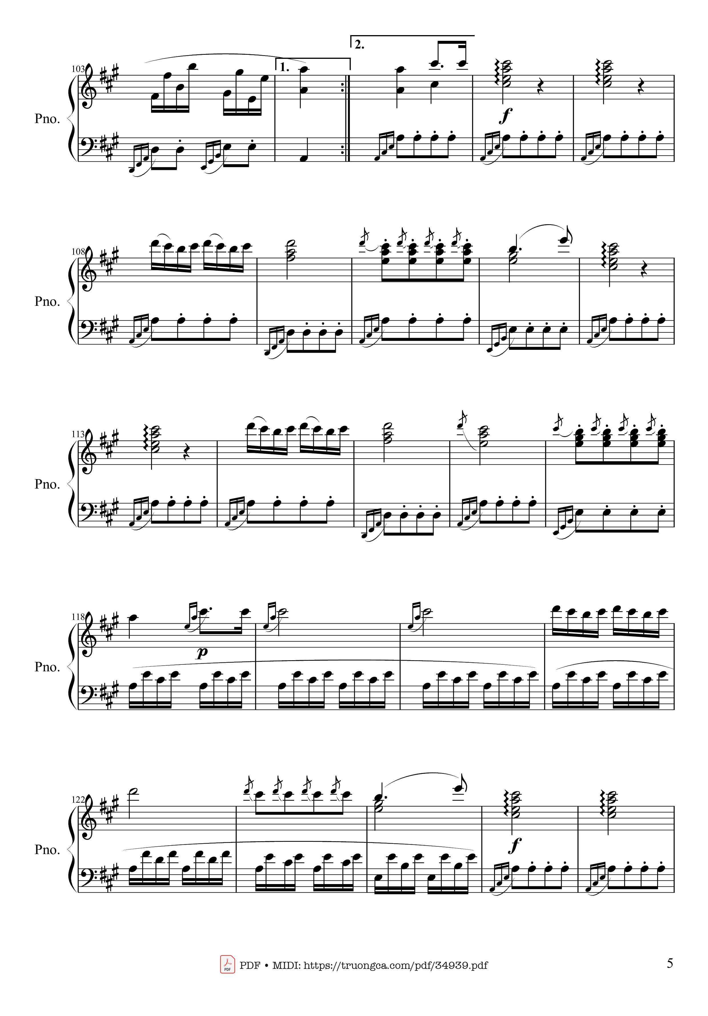 Page 5 of Sheet music PDF Piano Rondo Alla Turca (Turkish March) Piano - Wolfgang Amadeus Mozart