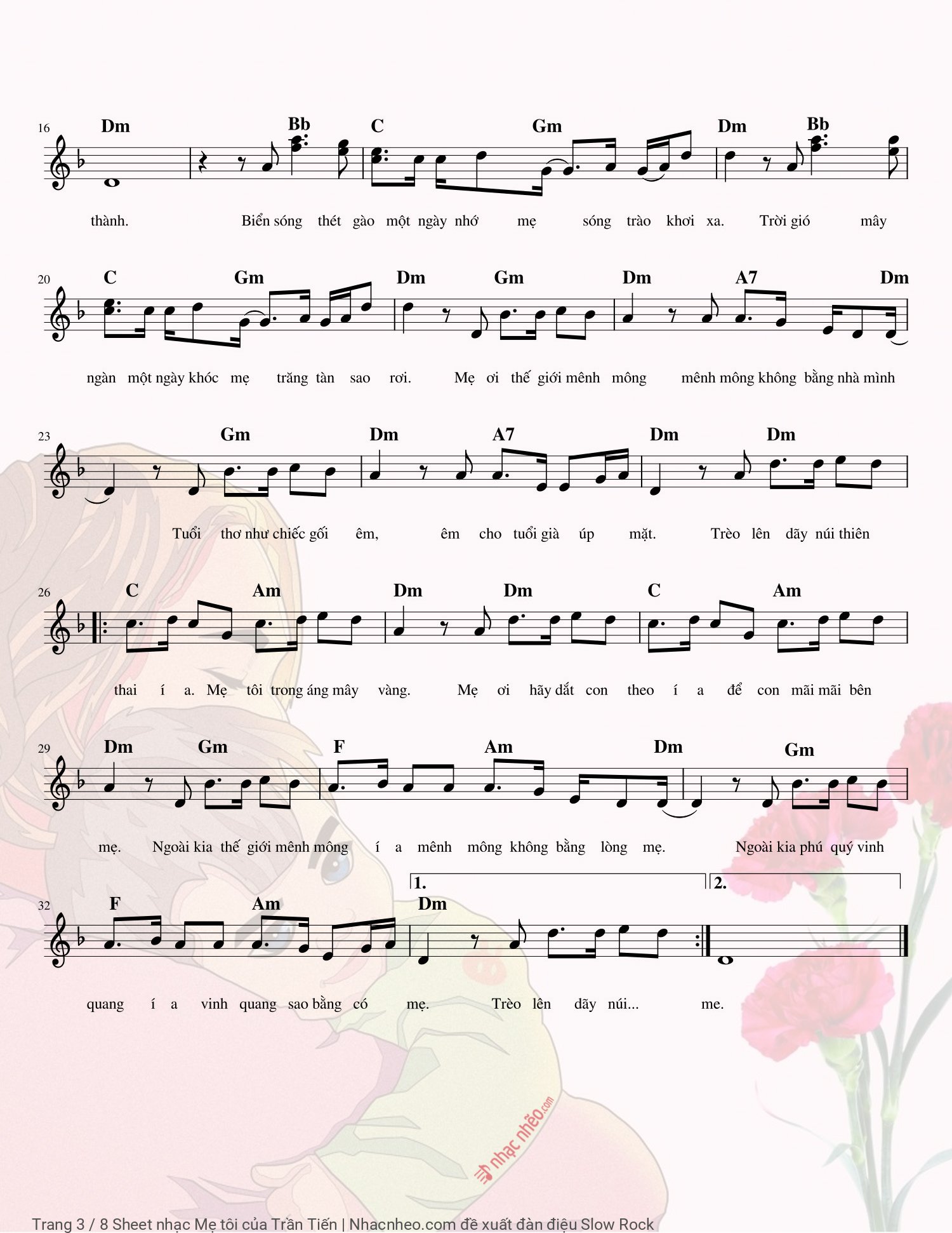 Page 3 of Sheet music PDF Piano Mẹ tôi - Trần Tiến