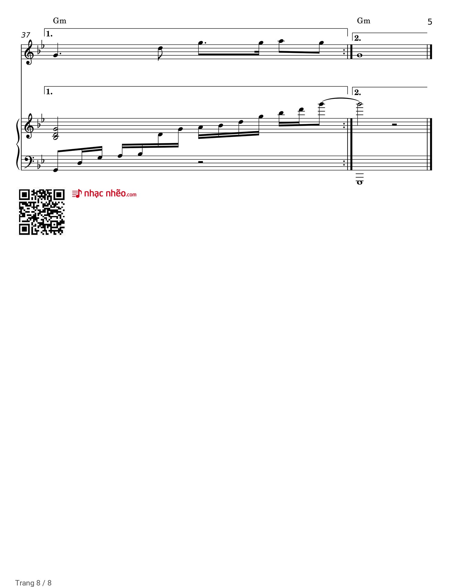 Page 8 of Sheet music PDF Piano Mẹ tôi - Trần Tiến