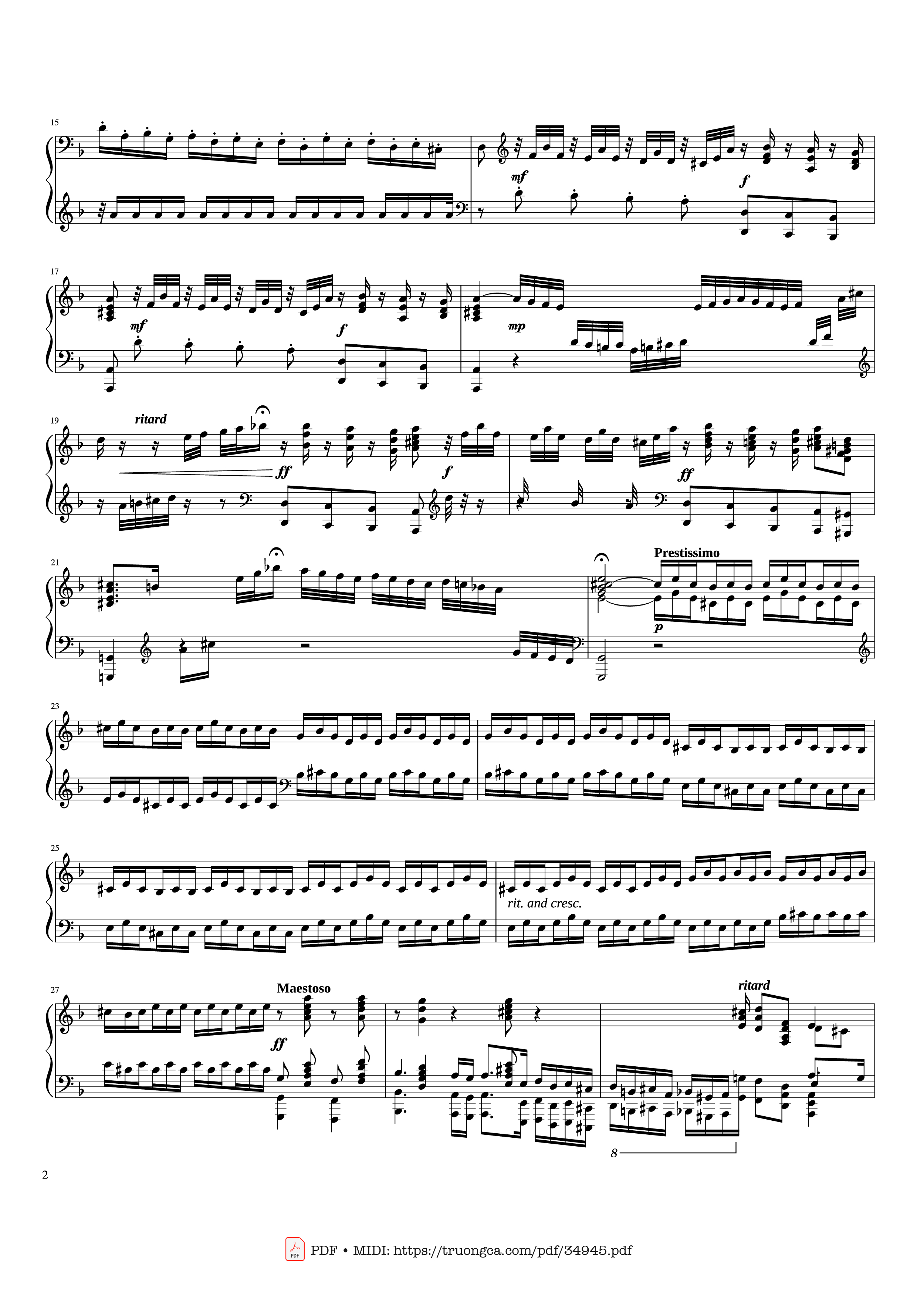Page 2 of Sheet music PDF Piano Toccata and Fugue in D Minor Piano - Johann Sebastian Bach