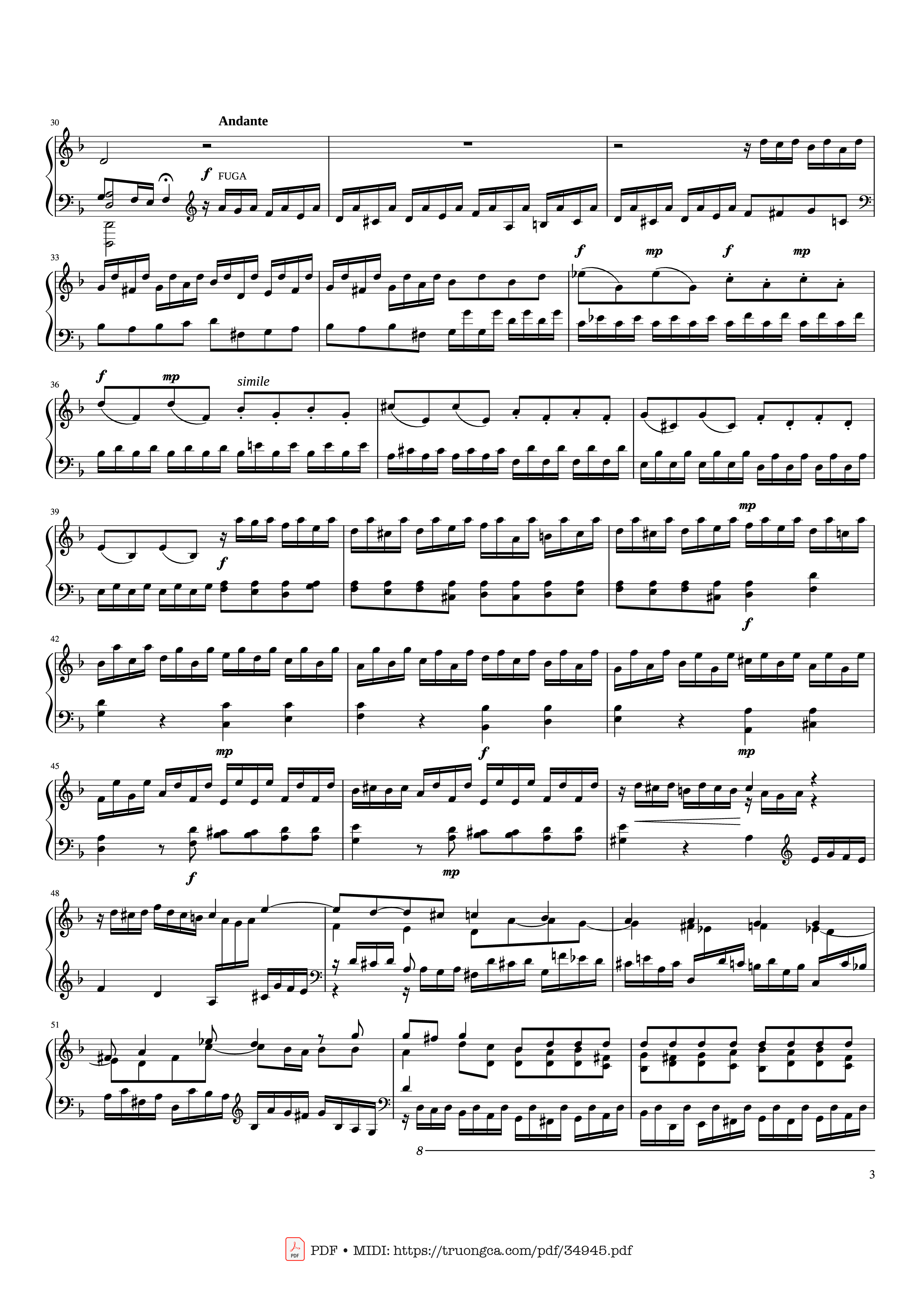 Page 3 of Sheet music PDF Piano Toccata and Fugue in D Minor Piano - Johann Sebastian Bach