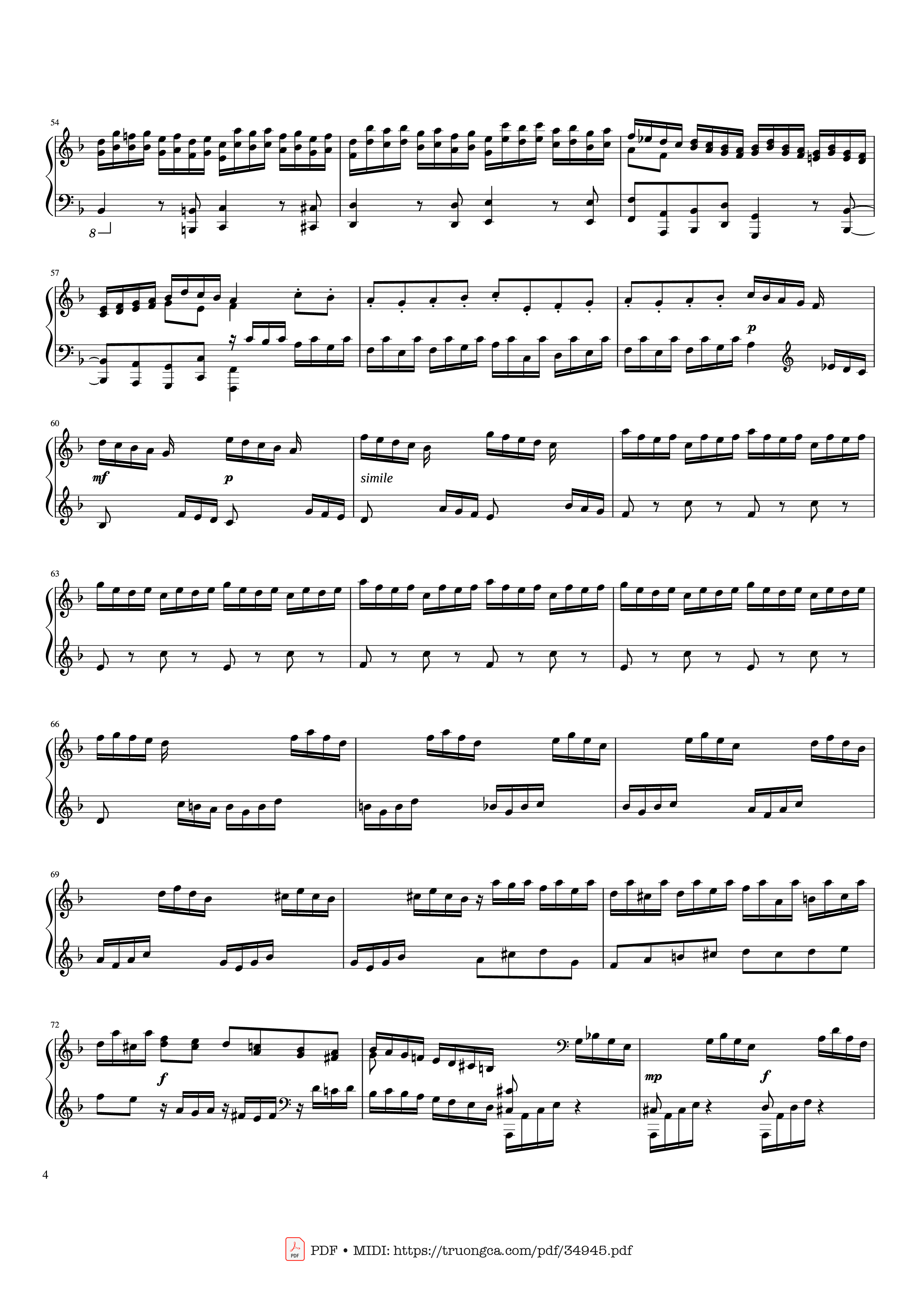 Page 4 of Sheet music PDF Piano Toccata and Fugue in D Minor Piano - Johann Sebastian Bach