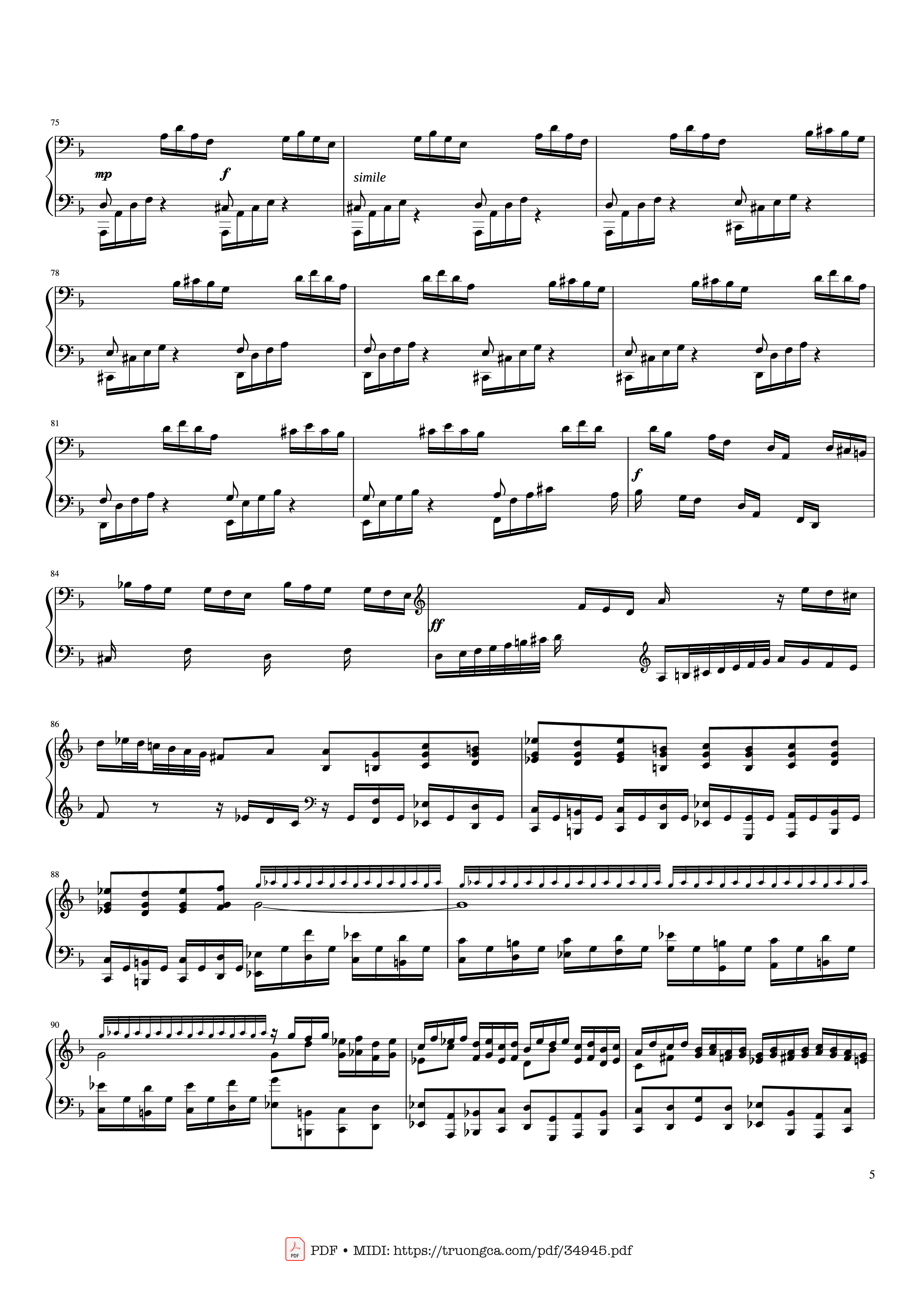 Page 5 of Sheet music PDF Piano Toccata and Fugue in D Minor Piano - Johann Sebastian Bach