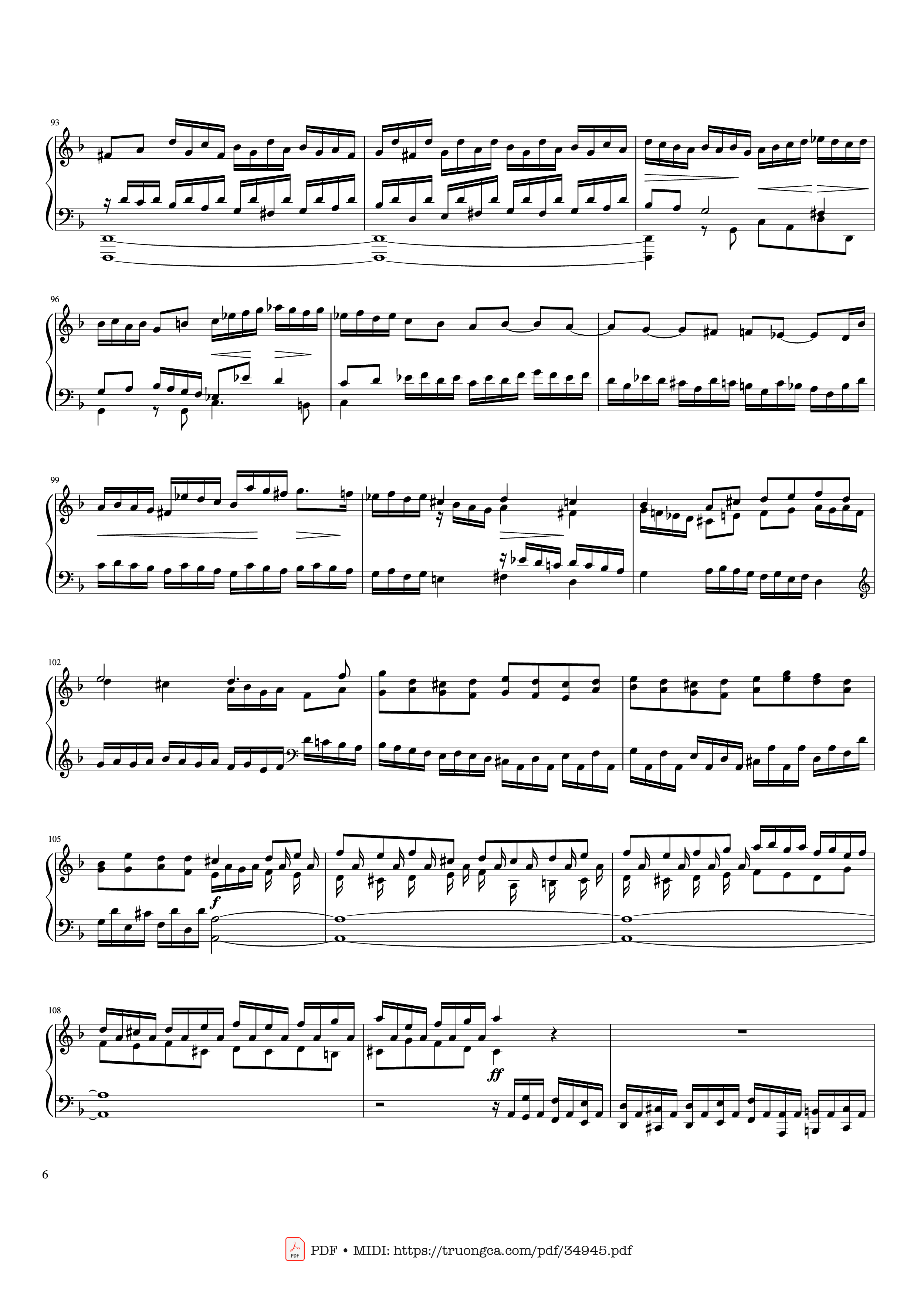 Page 6 of Sheet music PDF Piano Toccata and Fugue in D Minor Piano - Johann Sebastian Bach