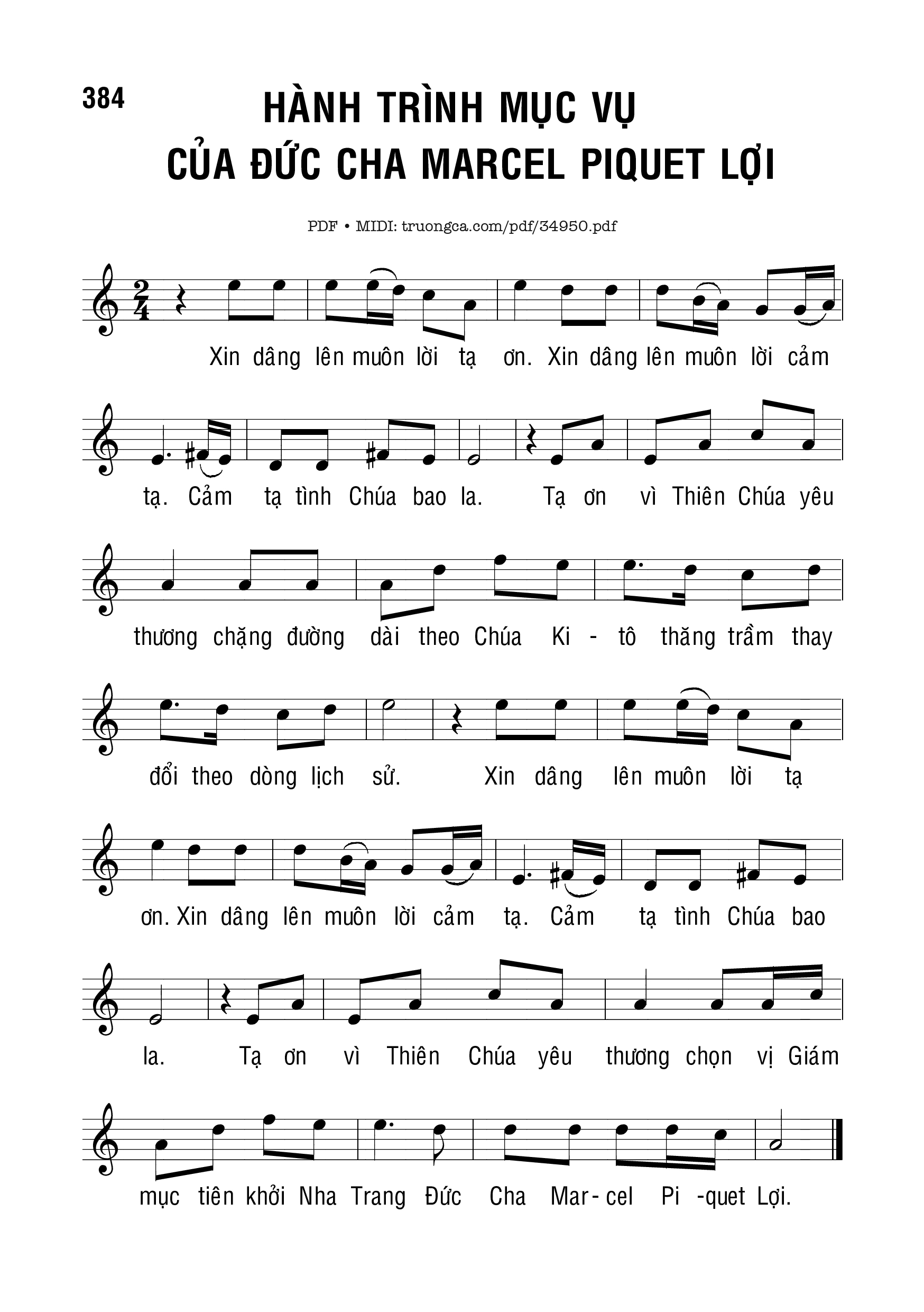 Hành Trình Mục Vụ Của Đức Cha Marcel Piquet Lợi