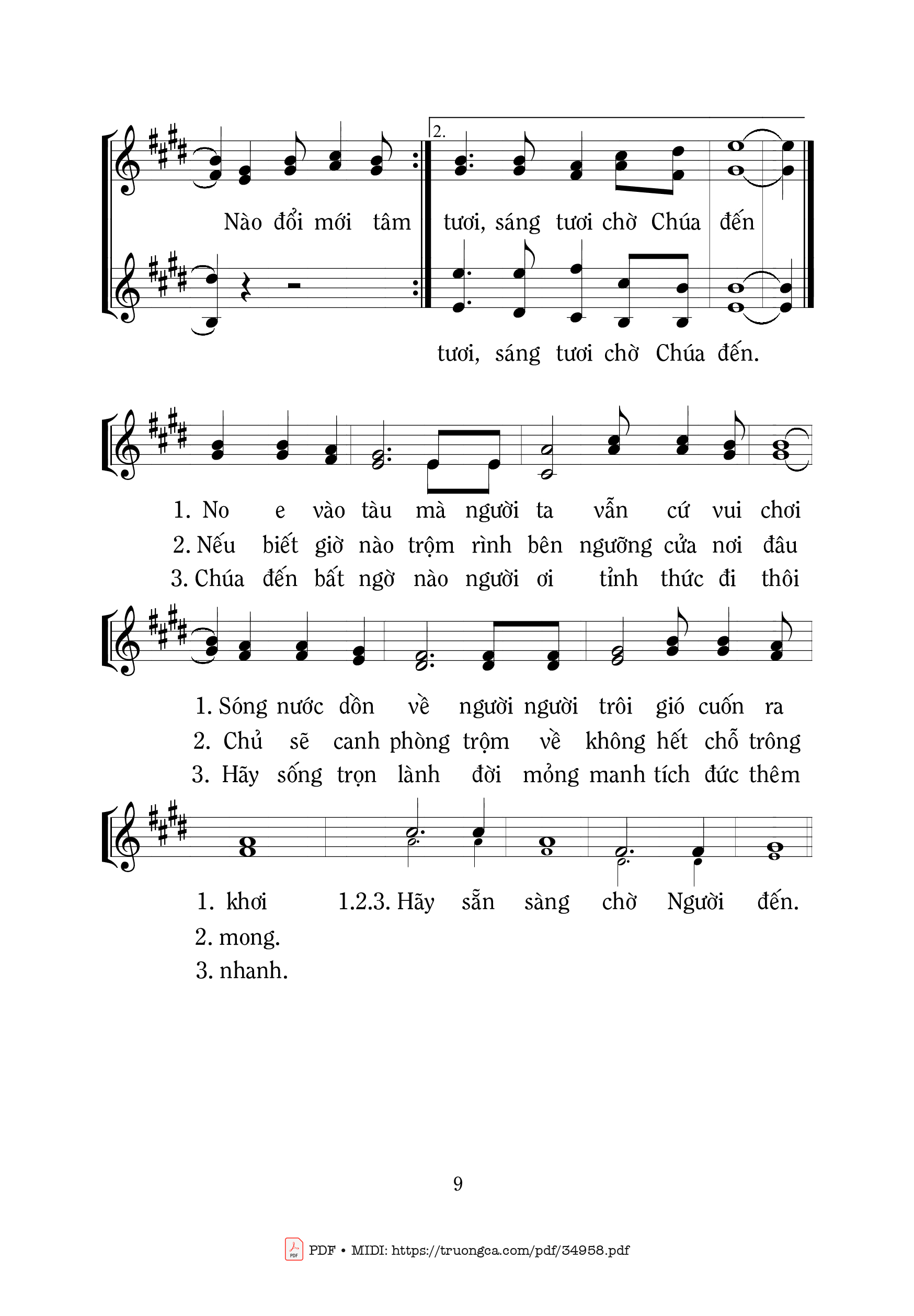 Page 2 of Sheet music PDF Đổi Mới Tâm Hồn - Mi Trầm