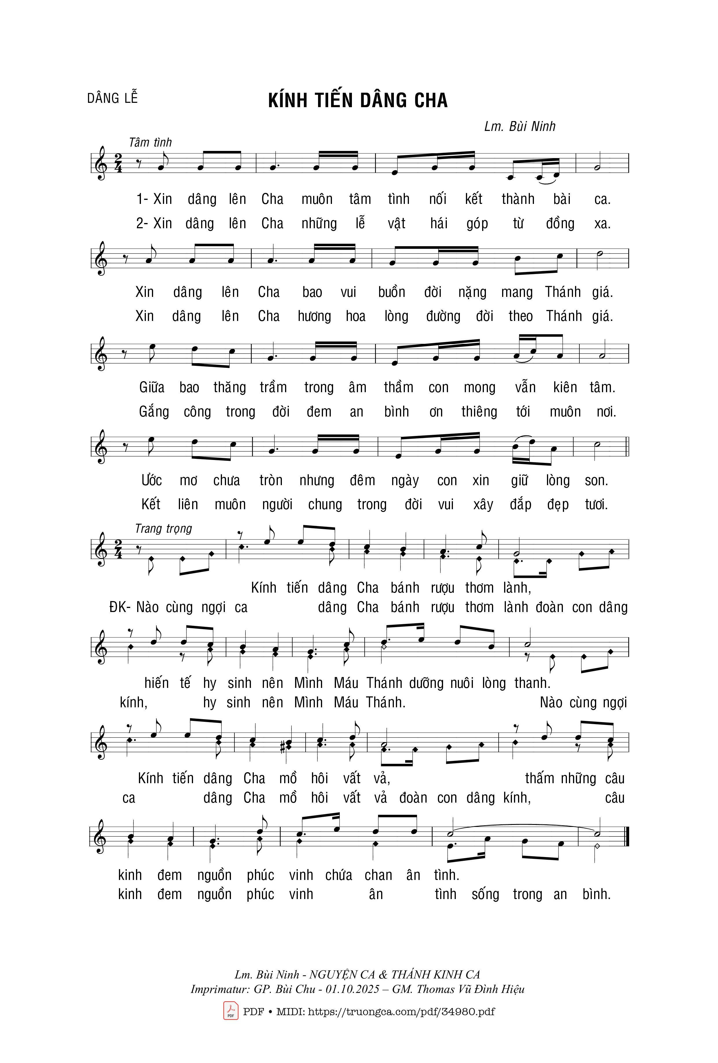 Sheet PDF of Kính Tiến Dâng Cha