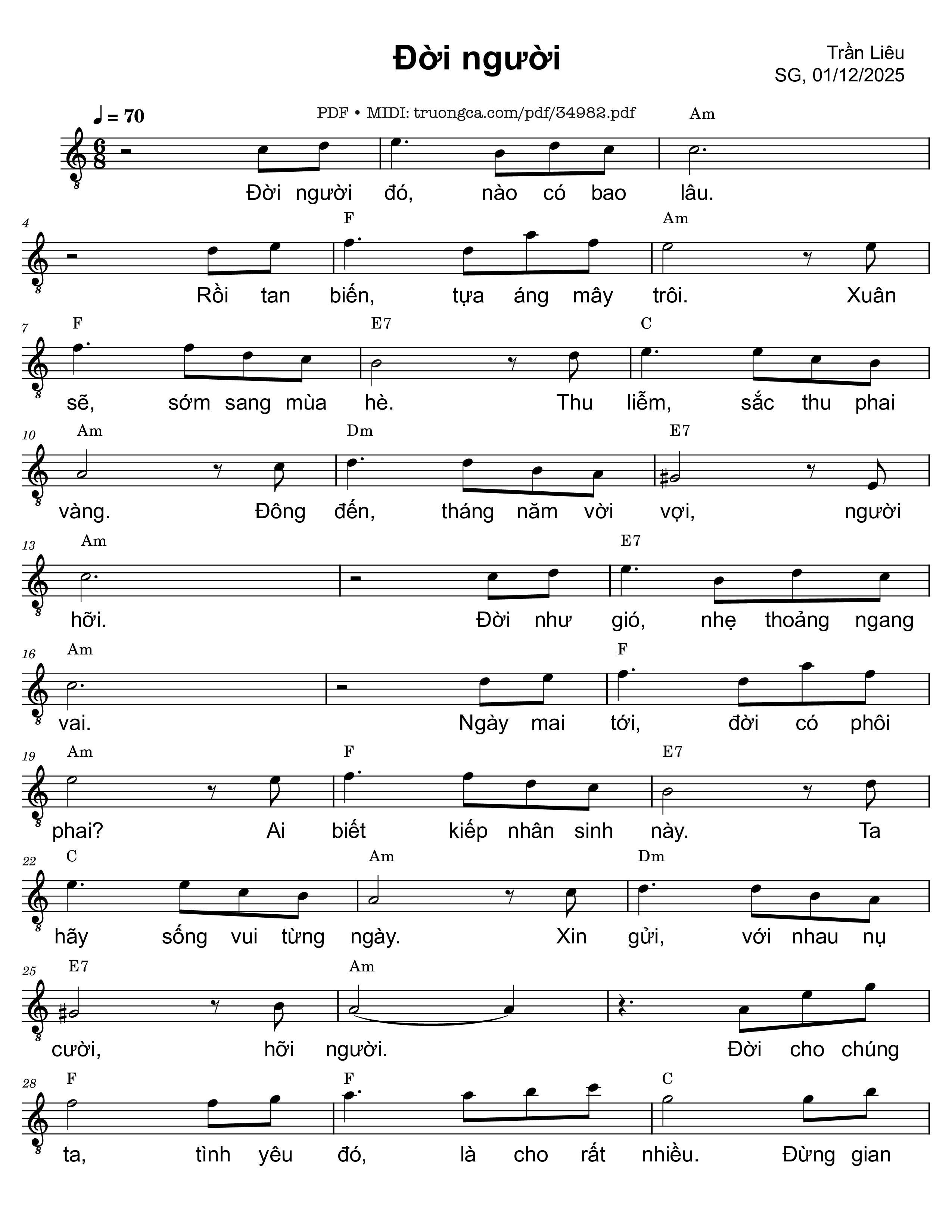 Page 1 of Sheet music PDF Đời người - Trần Liêu