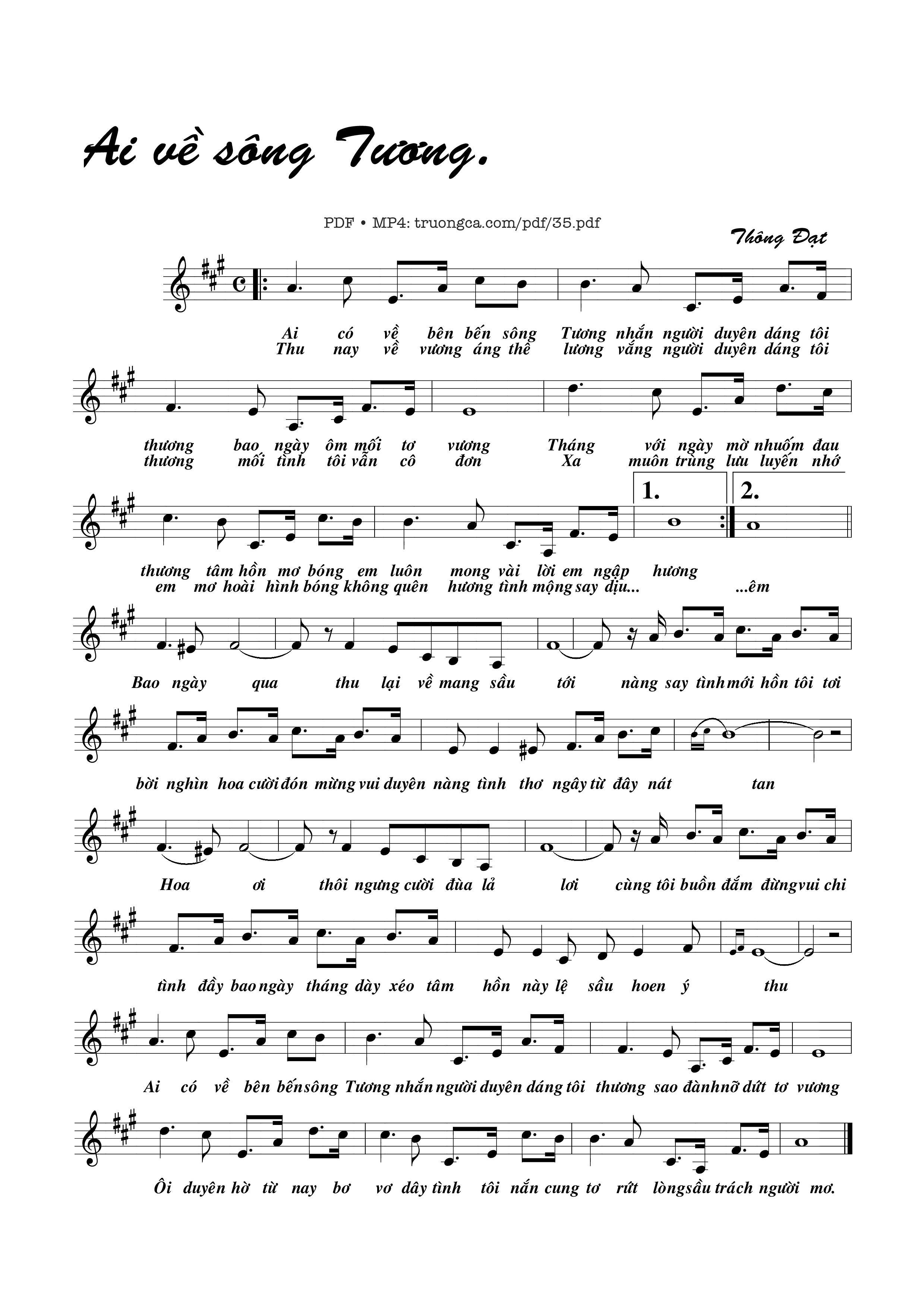 Page 1 of Sheet music PDF Ai về sông Tương - Thông Đạt