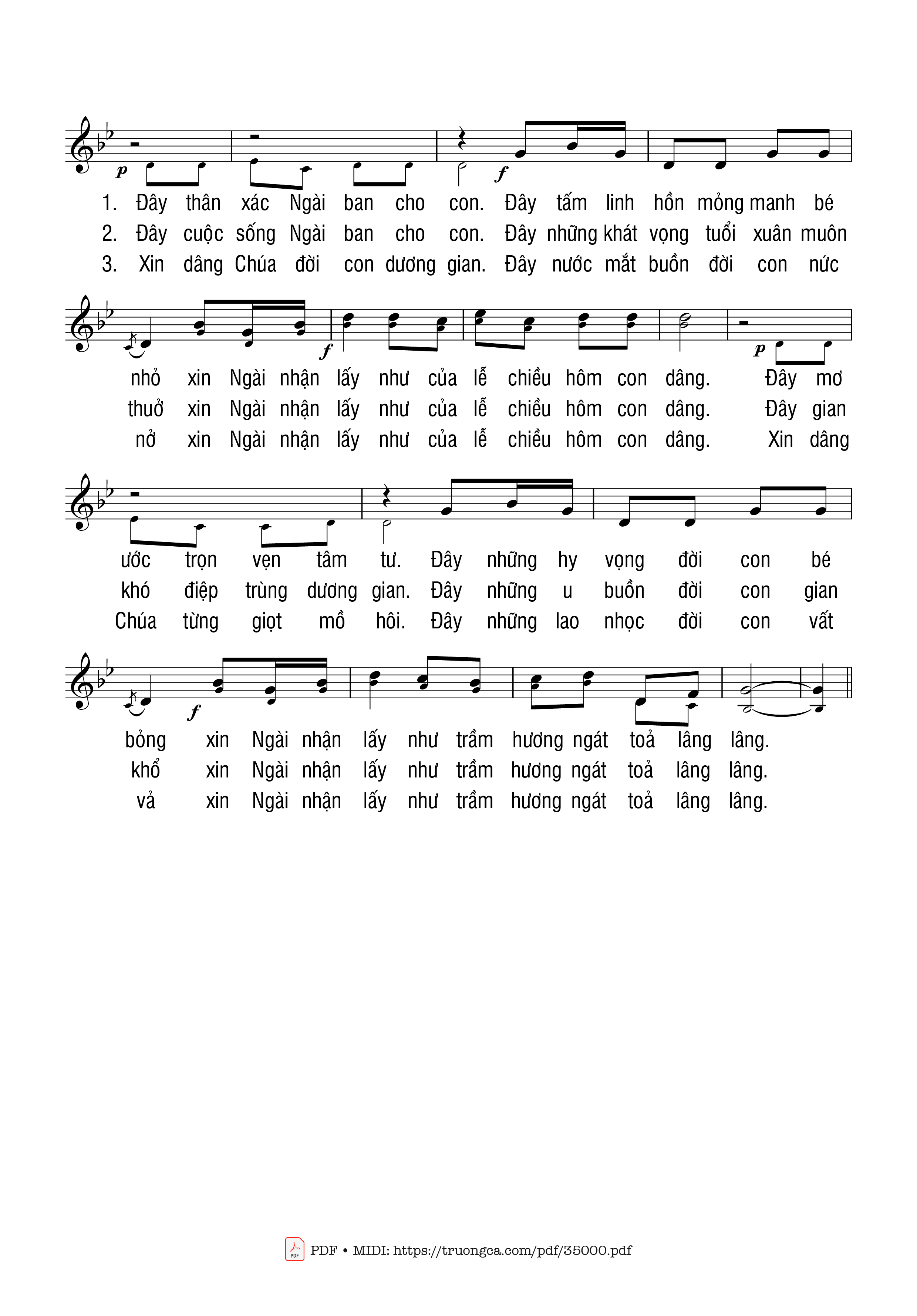 Page 2 of Sheet music PDF Hy Lễ Con Dâng - Văn Chi