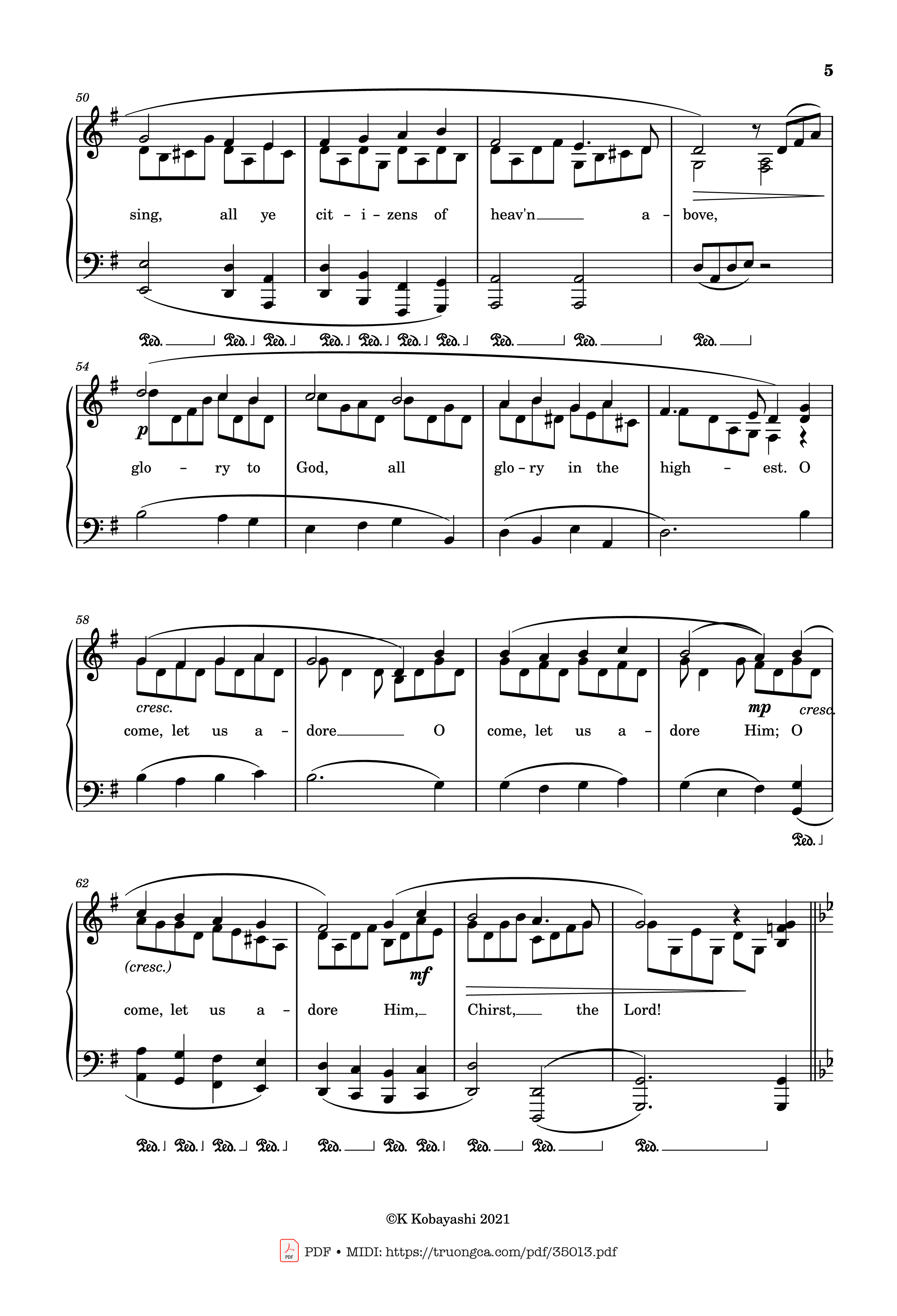 Page 5 of Sheet music PDF Piano O Come, All Ye Faithful (Adeste Fideles) Piano - John Francis Wade