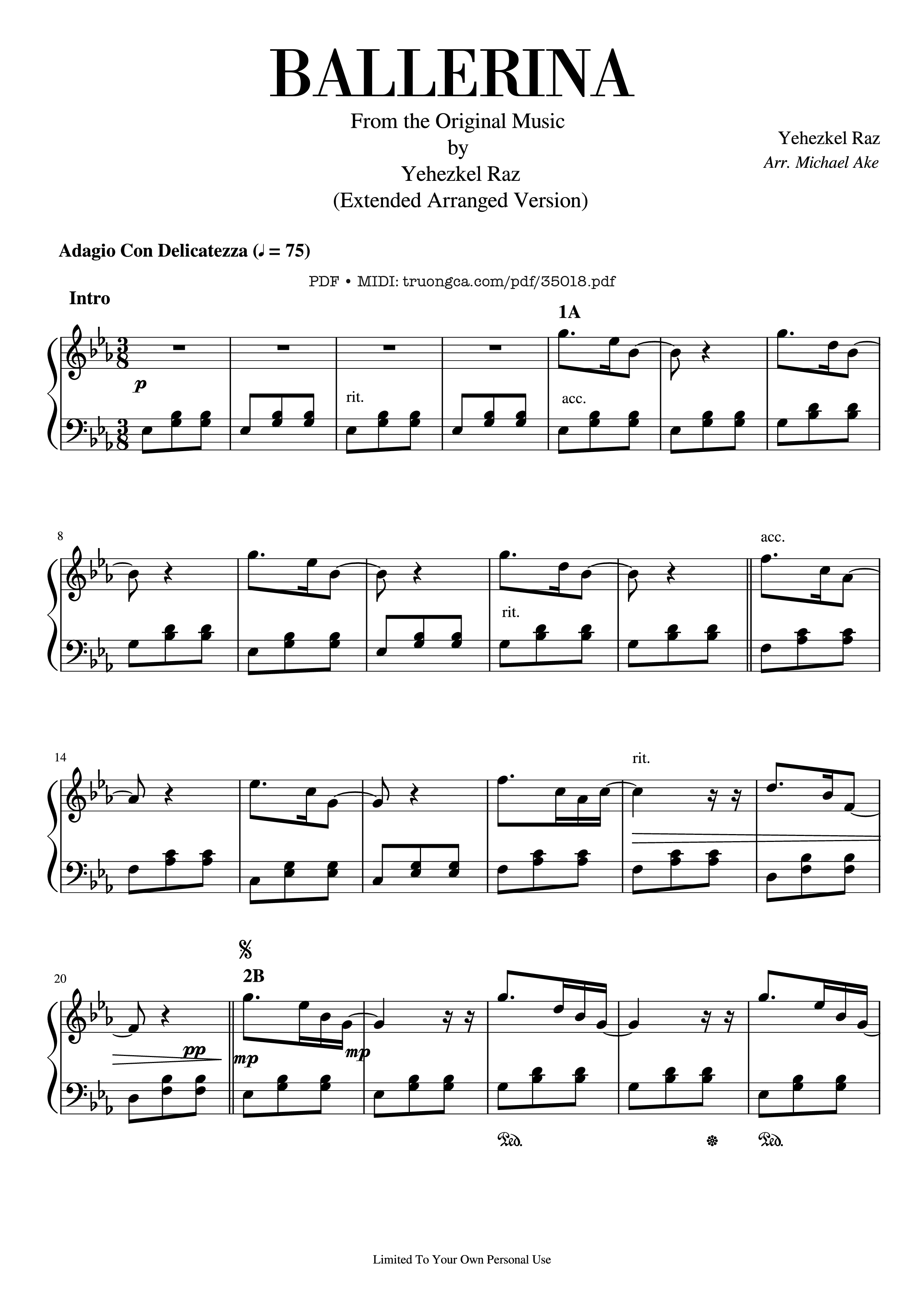 Page 1 of Sheet music PDF Piano Ballerina Piano - Yehezkel Raz