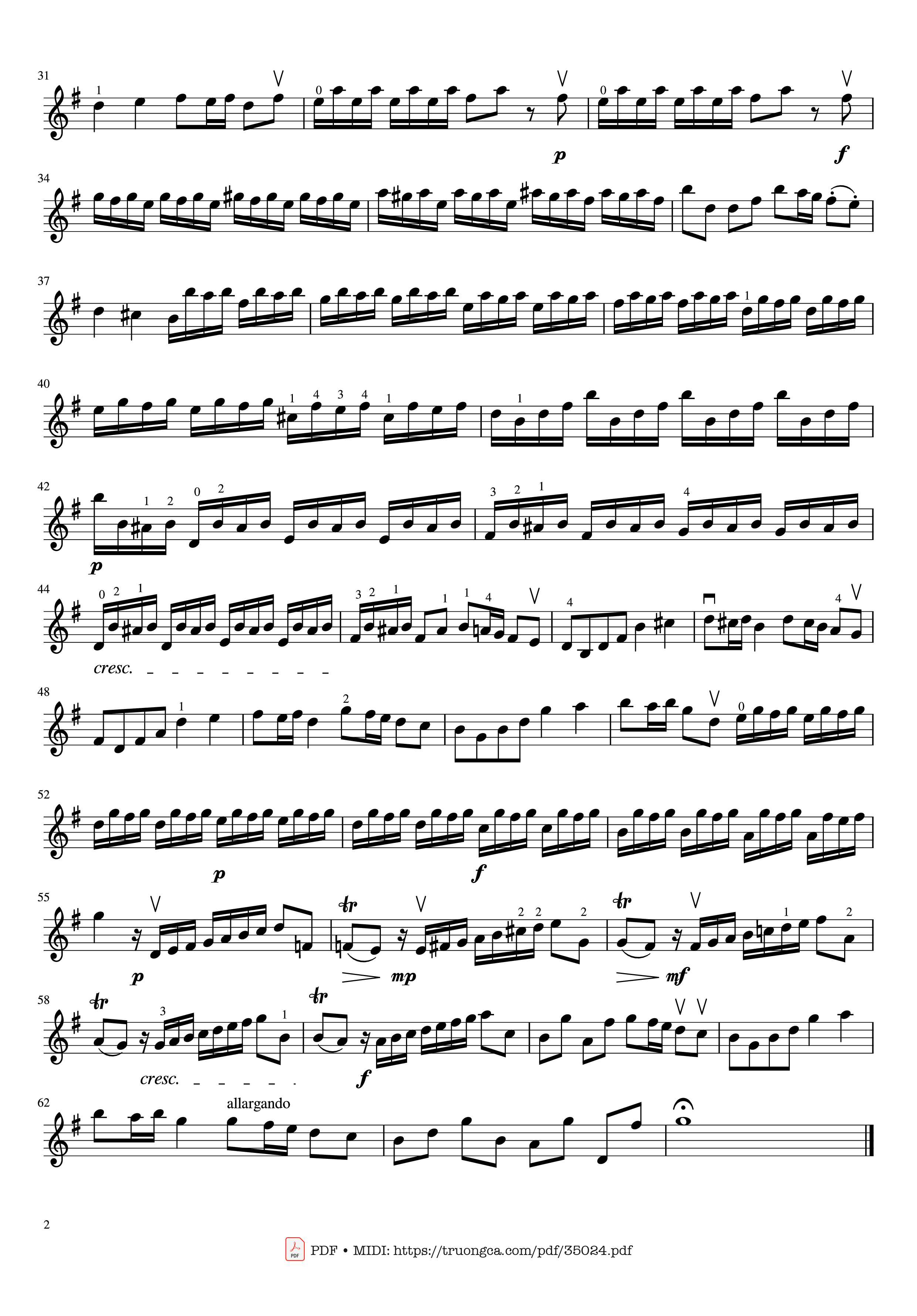 Page 2 of Sheet music PDF Concerto In G Major (RV 310) Violin - Antonio Vivaldi
