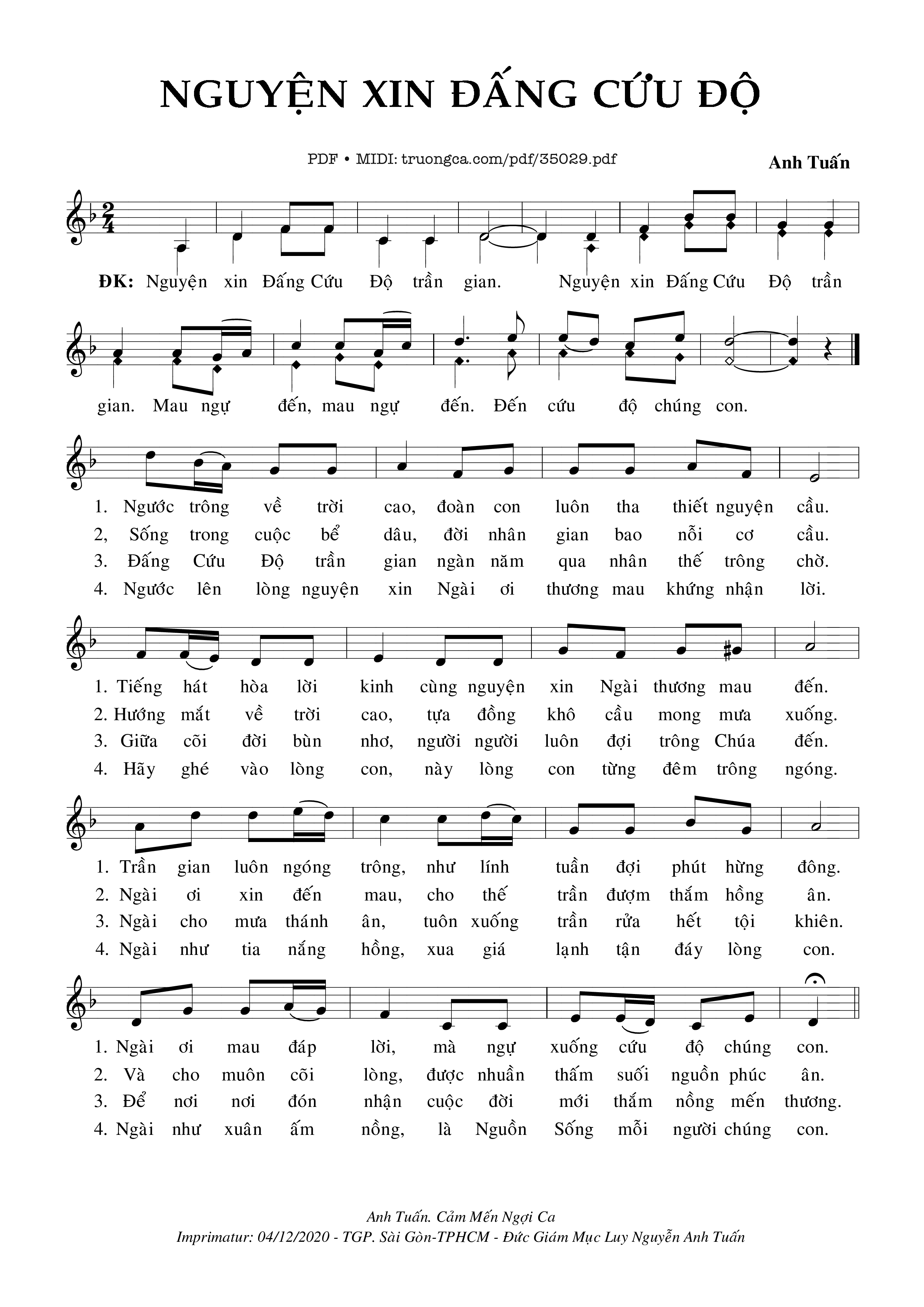 Sheet PDF of Nguyện Xin Đấng Cứu Độ