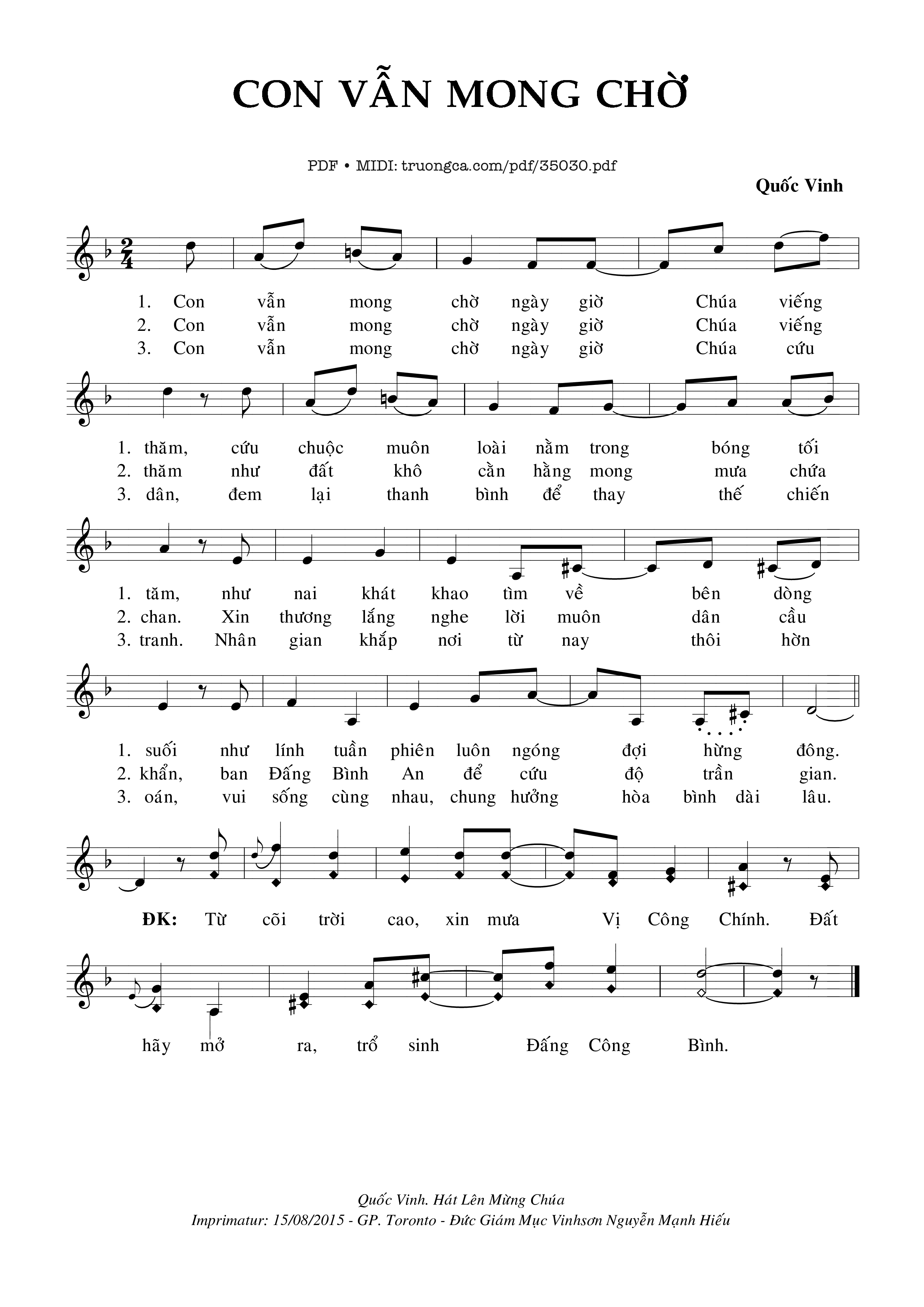 Sheet PDF of Con Vẫn Mong Chờ