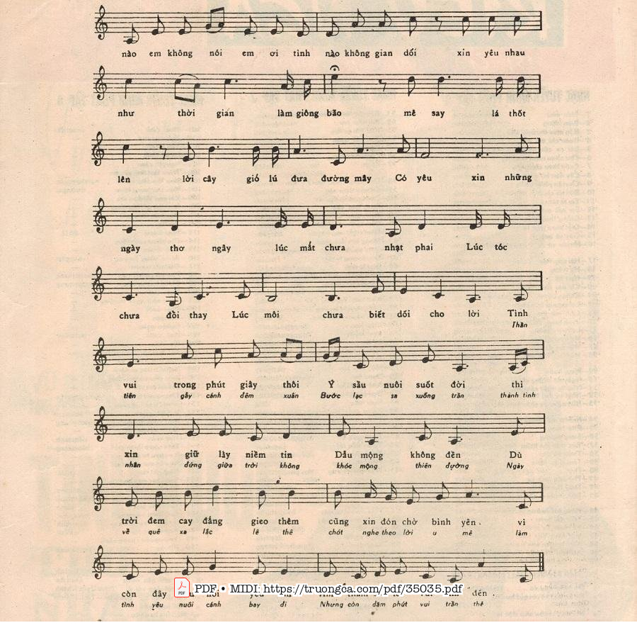 Page 2 of Sheet music PDF Tình Khúc Thứ Nhất - Nguyễn Đình Toàn