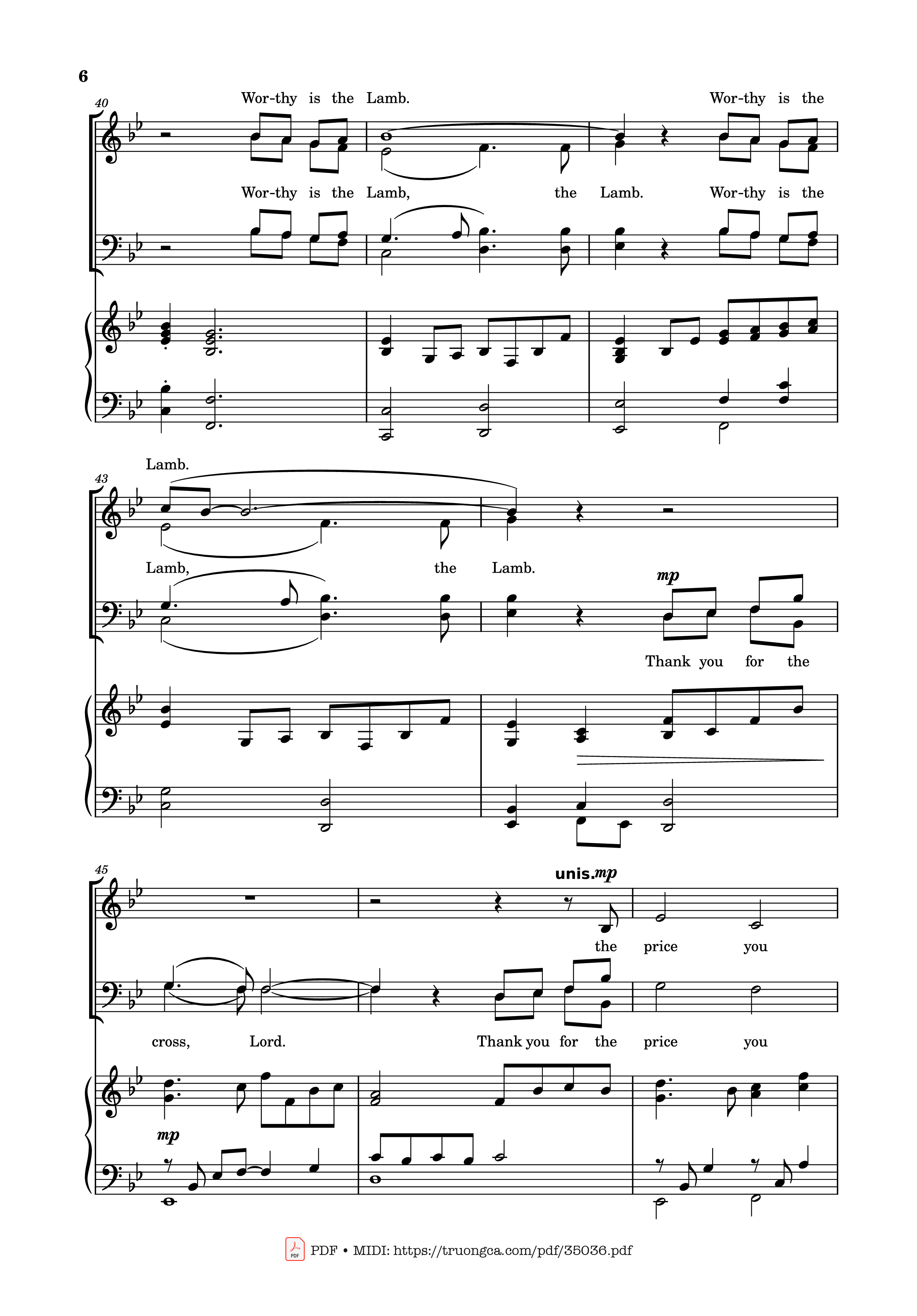 Page 6 of Sheet music PDF Piano Worthy is the Lamb Piano - DARLENE ZSCHECH