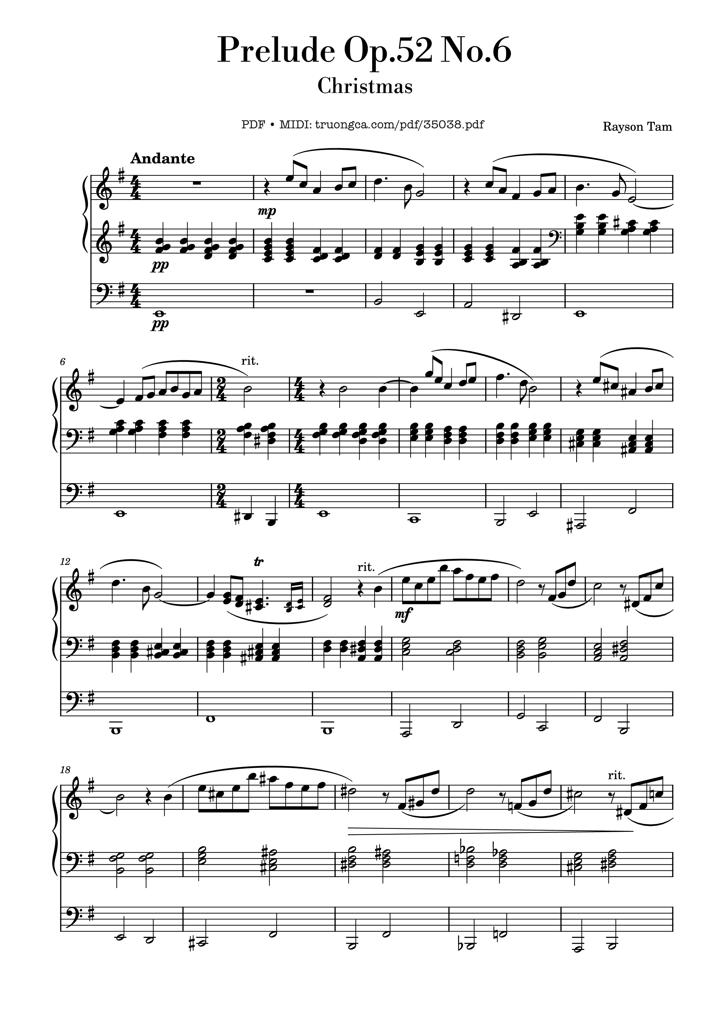 Sheet PDF of Prelude Op.52 No.6 Christmas