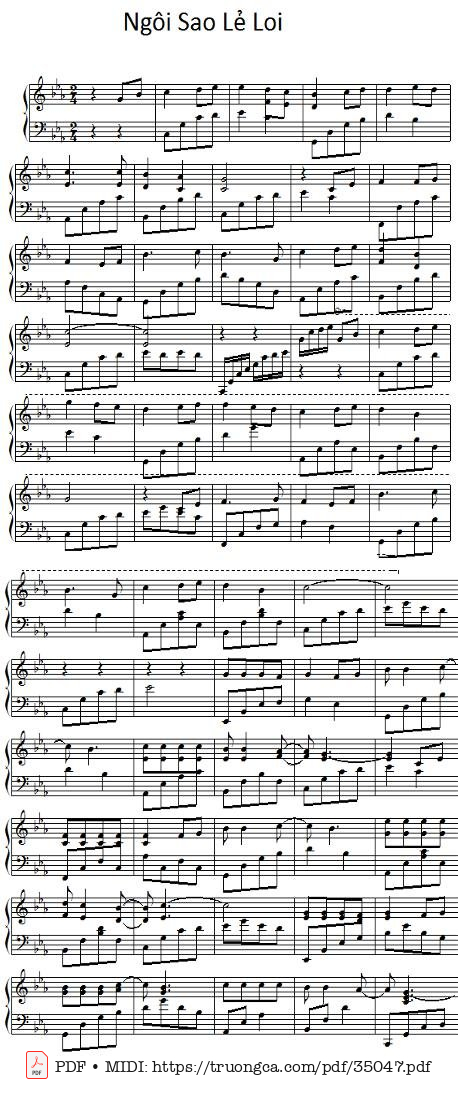 Sheet PDF of Ngôi Sao Lẻ Loi