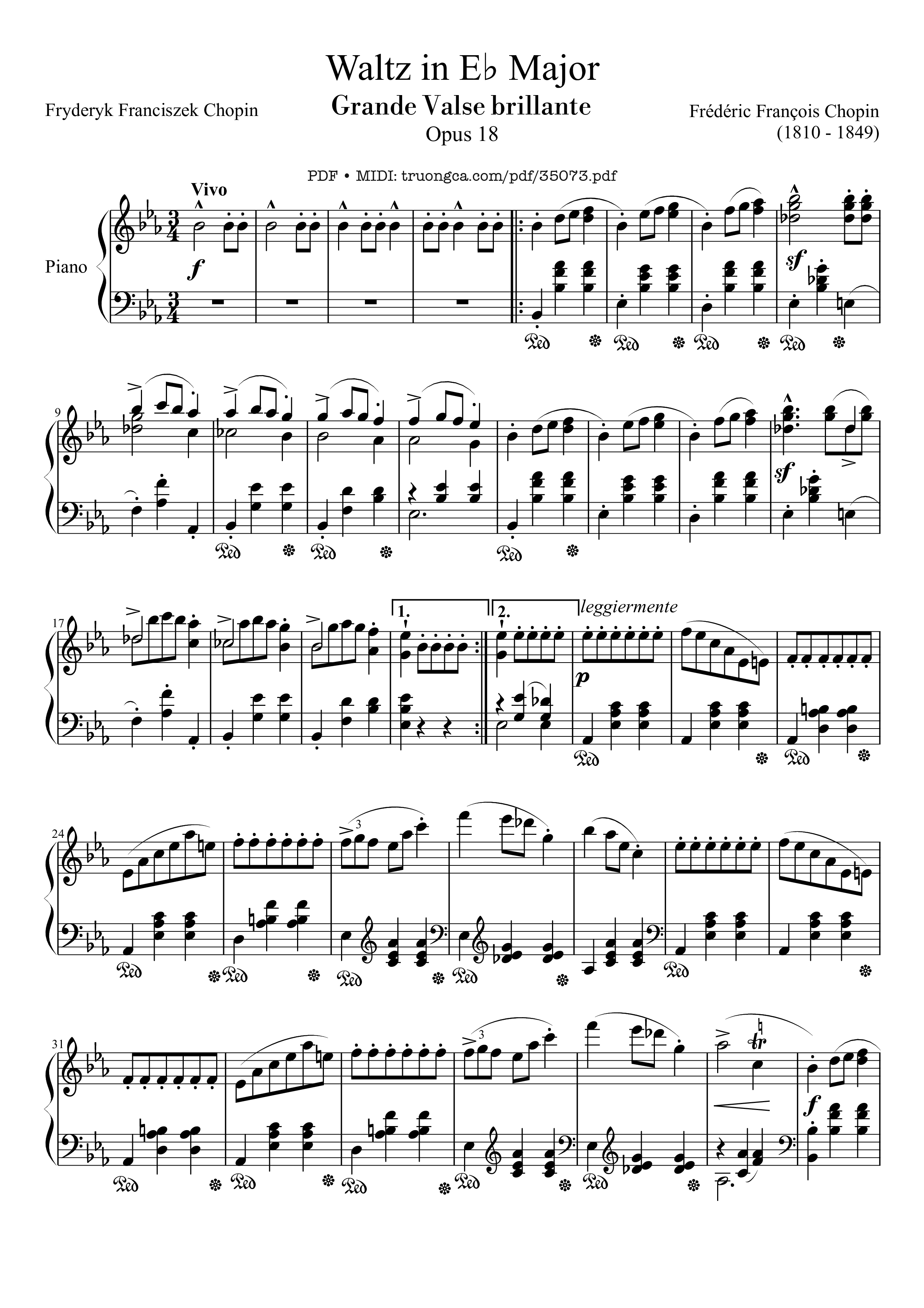 Sheet PDF of Waltz in E♭ Major, Grande Valse brillante Piano