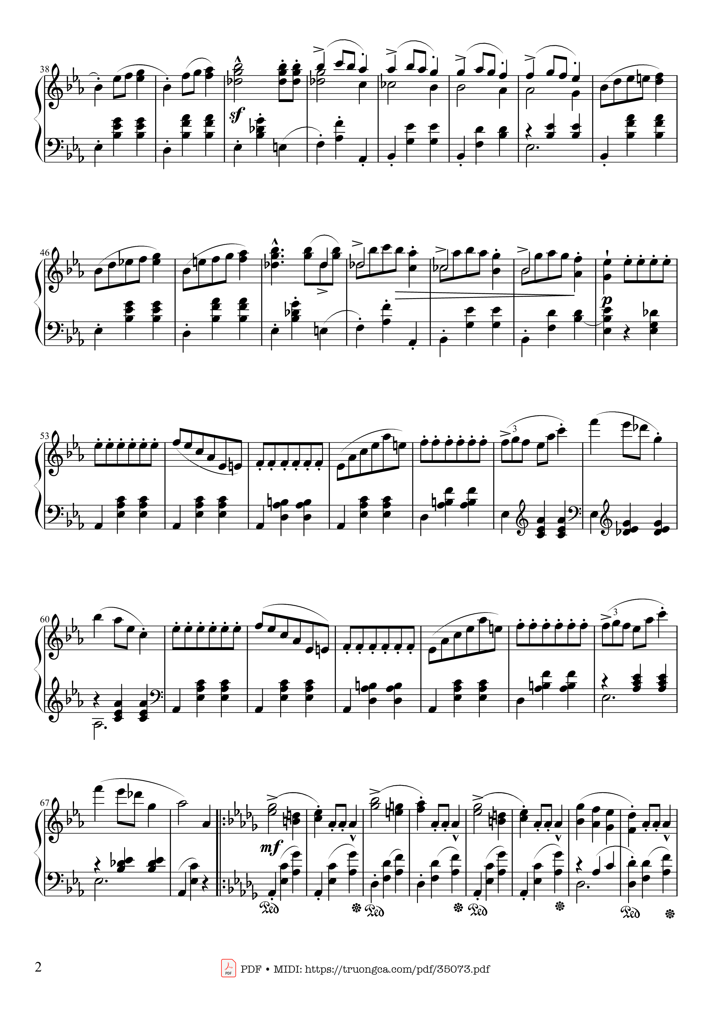 Page 2 of Sheet music PDF Piano Waltz in E♭ Major, Grande Valse brillante Piano - Frédéric François Chopin