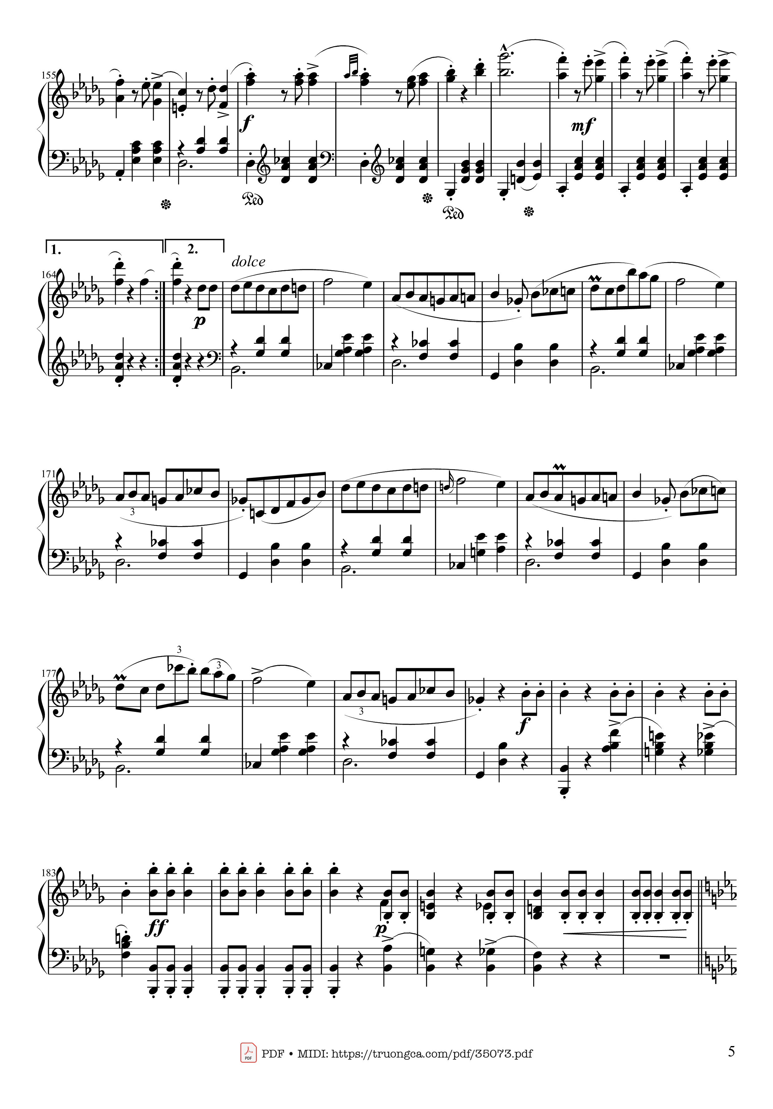 Page 5 of Sheet music PDF Piano Waltz in E♭ Major, Grande Valse brillante Piano - Frédéric François Chopin