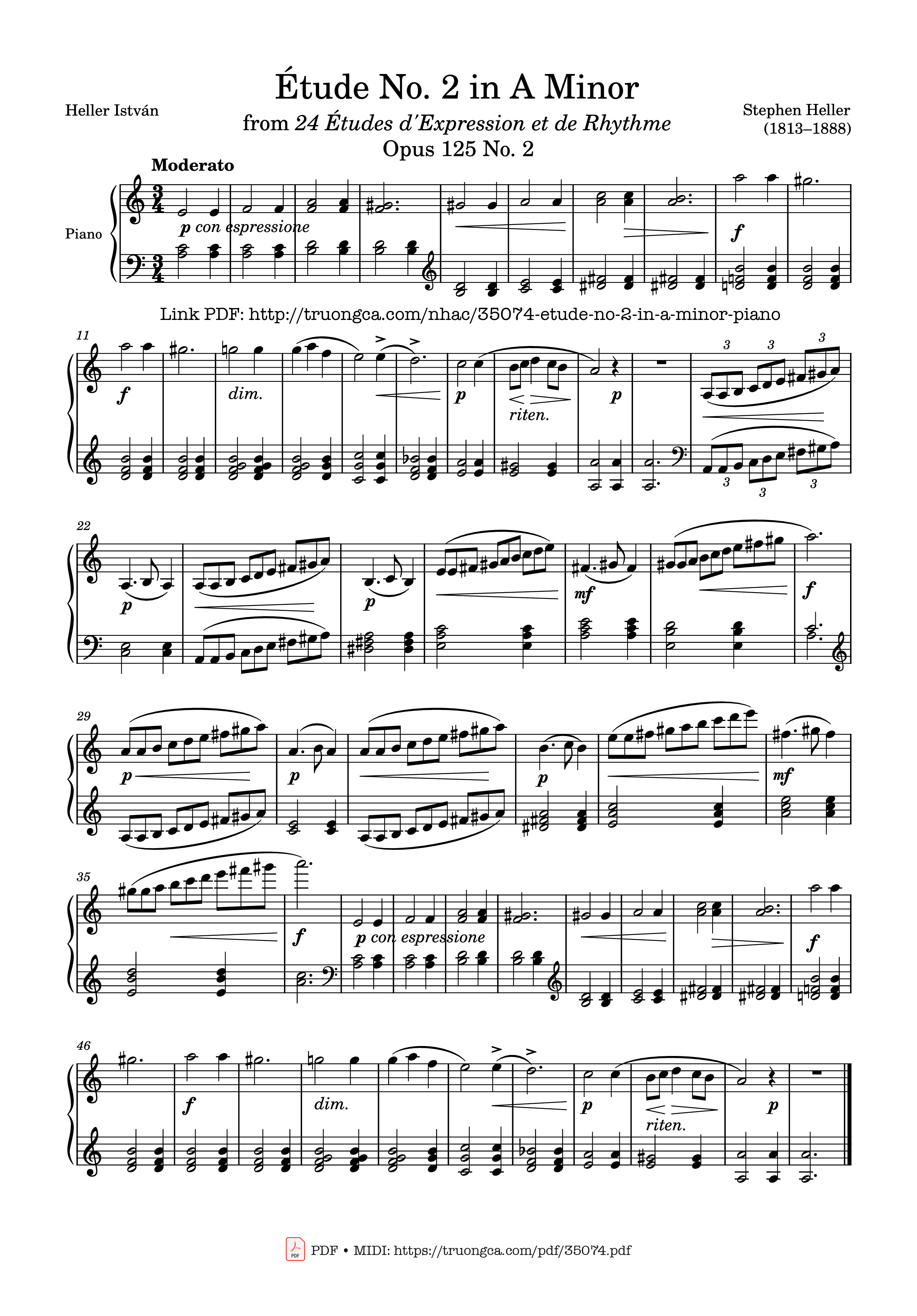 Sheet PDF of Étude No. 2 in A Minor Piano