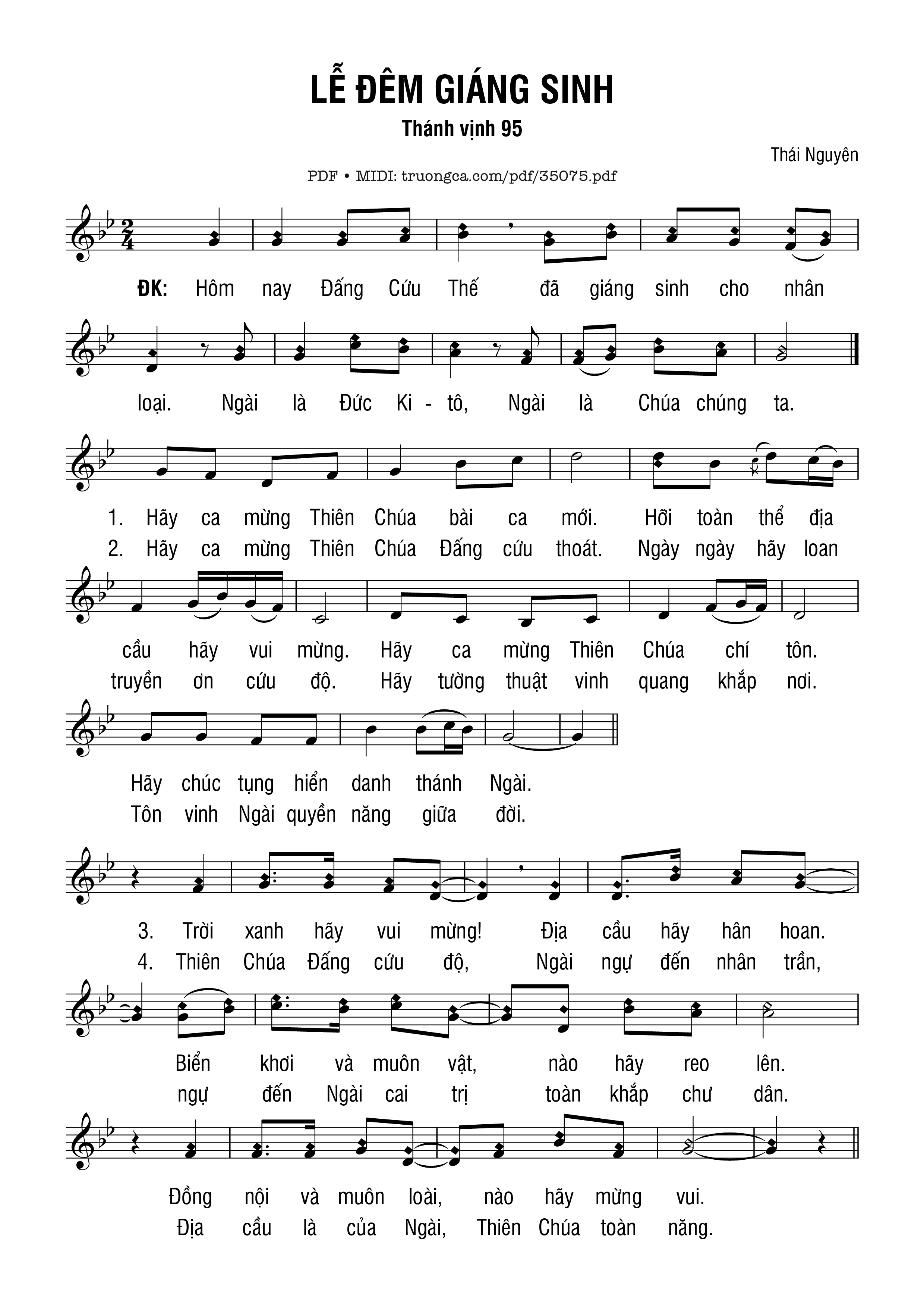 Sheet PDF of Thánh Vịnh 95, Lễ Đêm Giáng Sinh