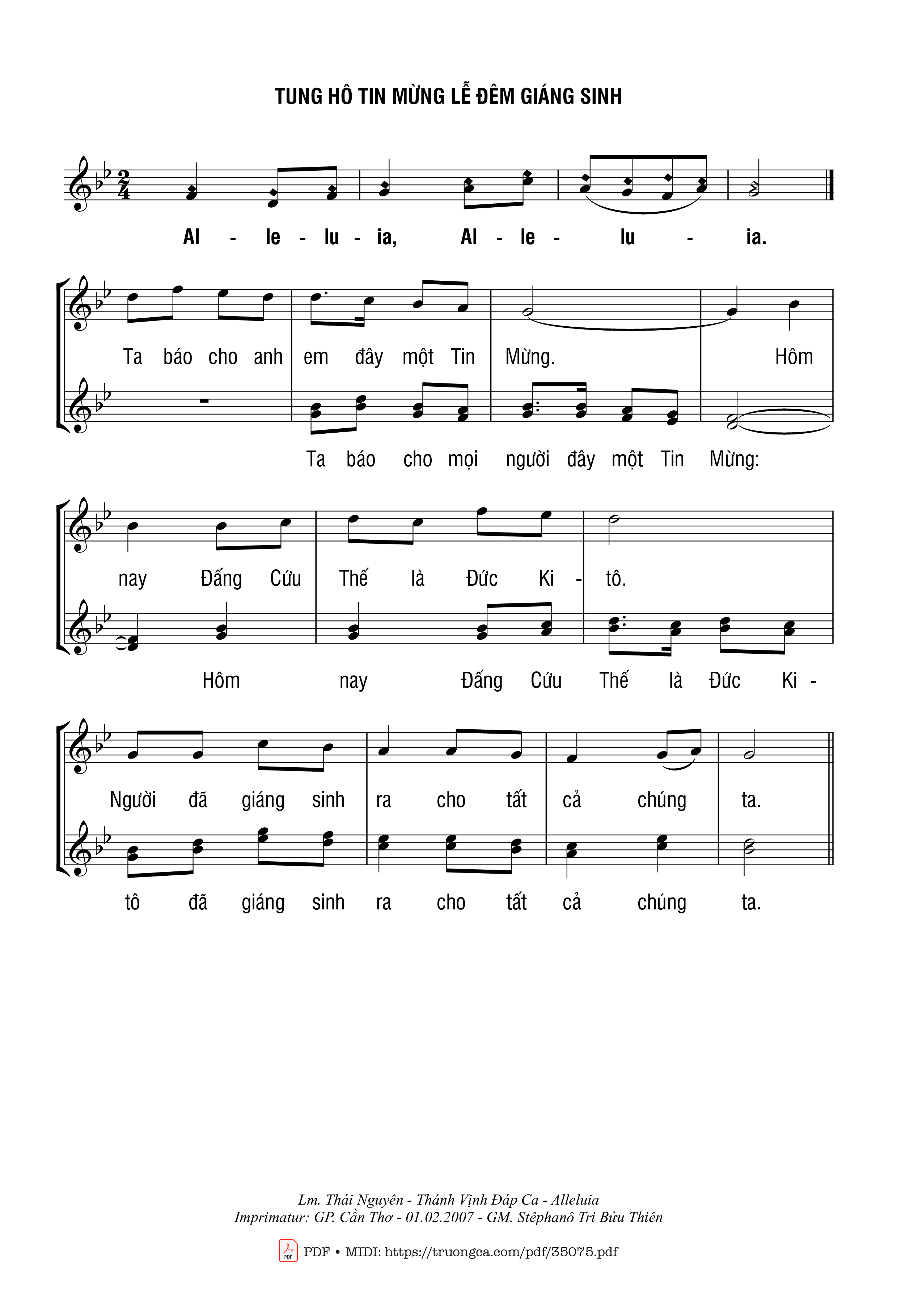 Page 2 of Sheet music PDF Thánh Vịnh 95, Lễ Đêm Giáng Sinh - Thái Nguyên
