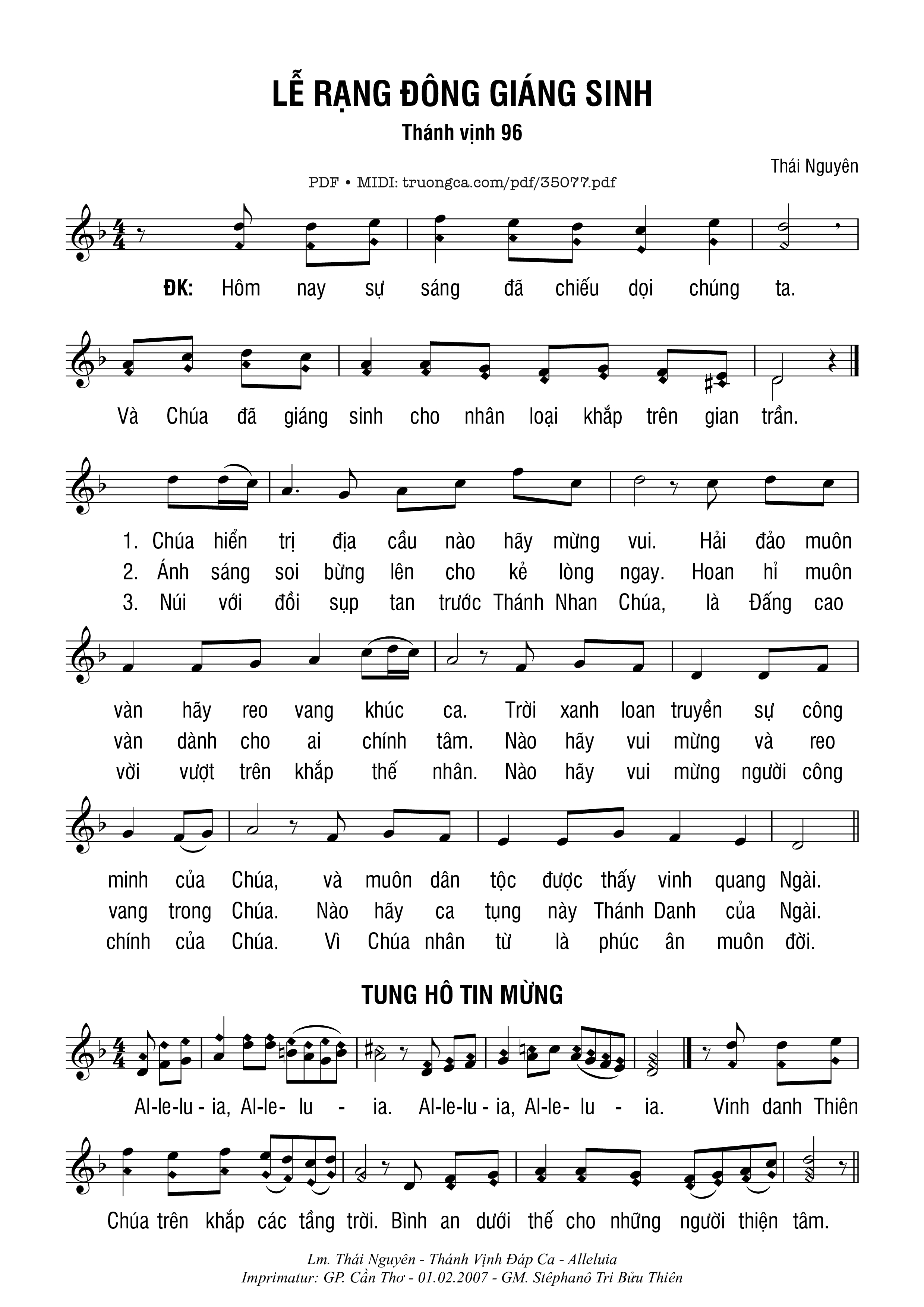 Sheet PDF of Thánh Vịnh 96, Lễ Rạng Đông Giáng Sinh