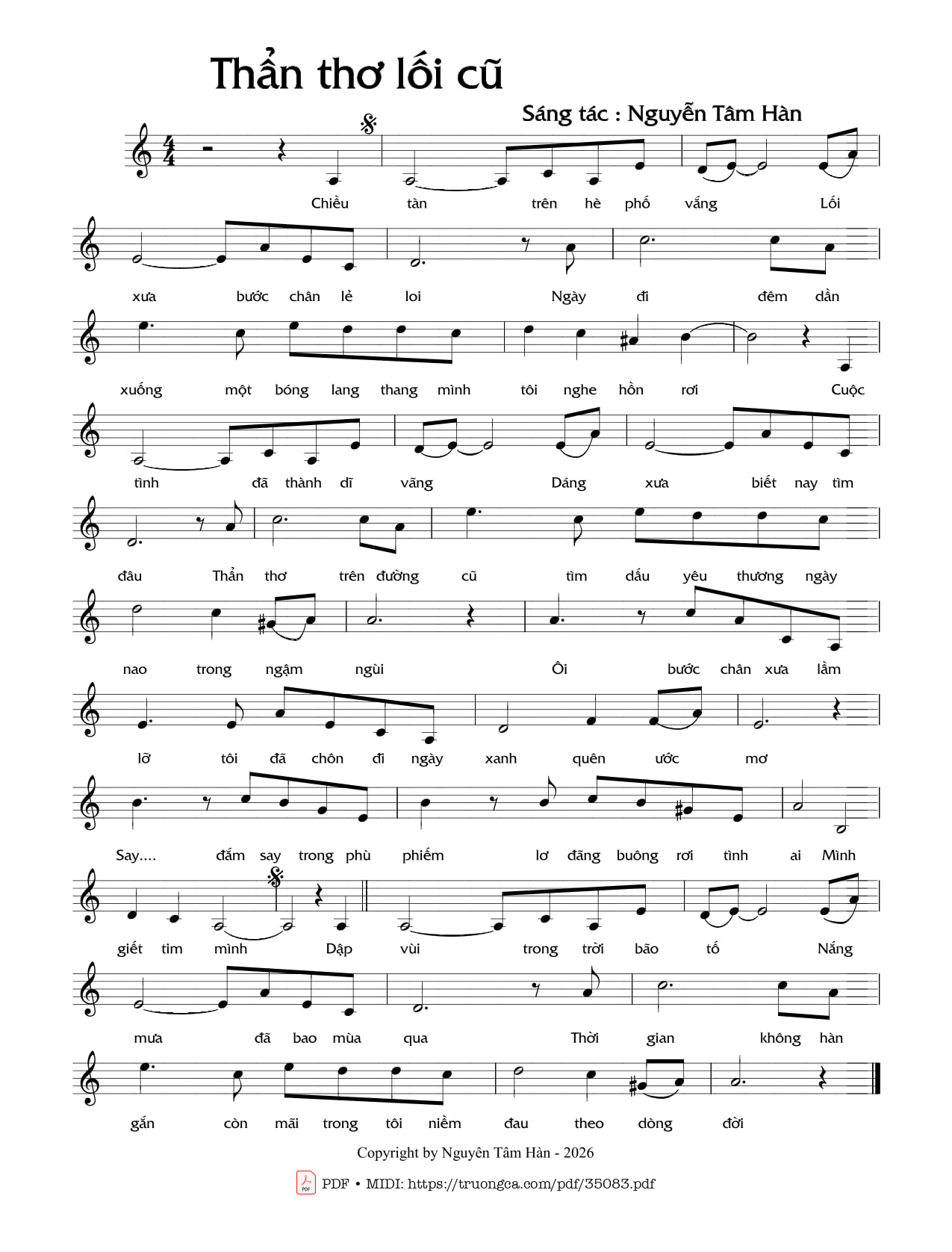 Sheet PDF of Thẩn thơ lối cũ